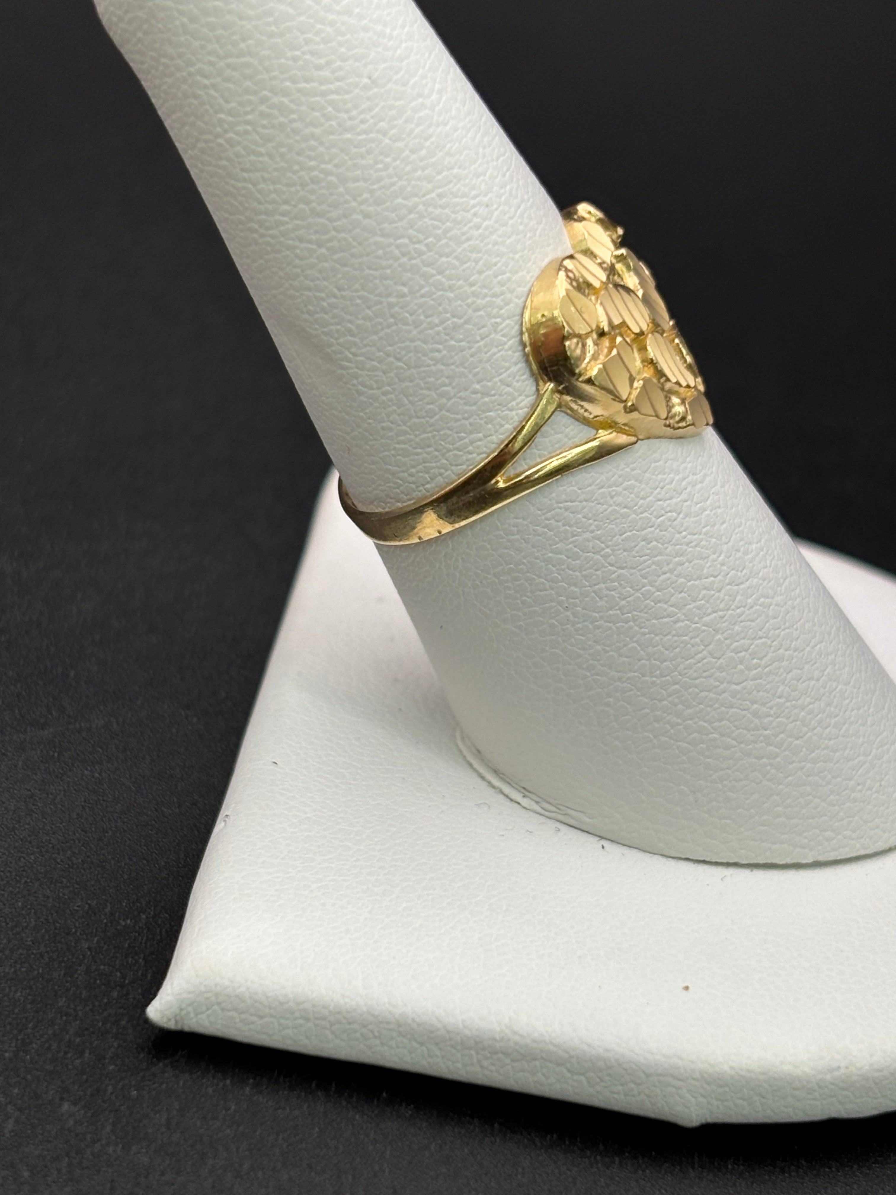 14k Solid Gold Nugget Ring Heart