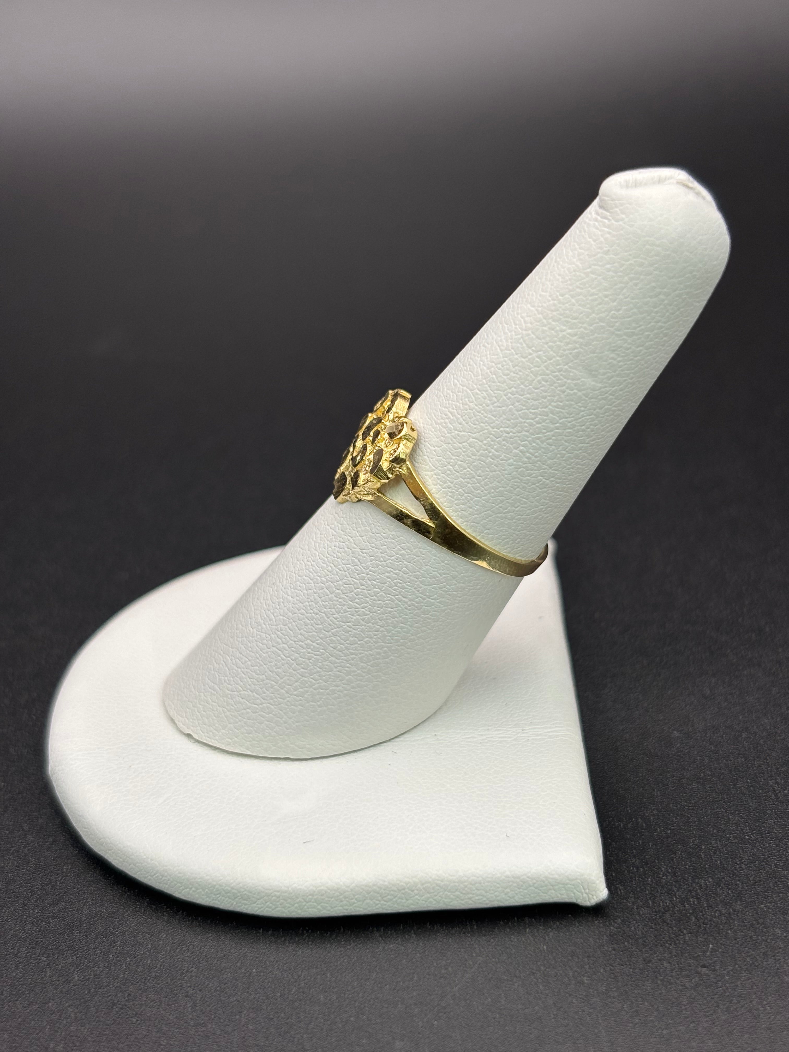 14k Solid Gold Nugget Ring Heart