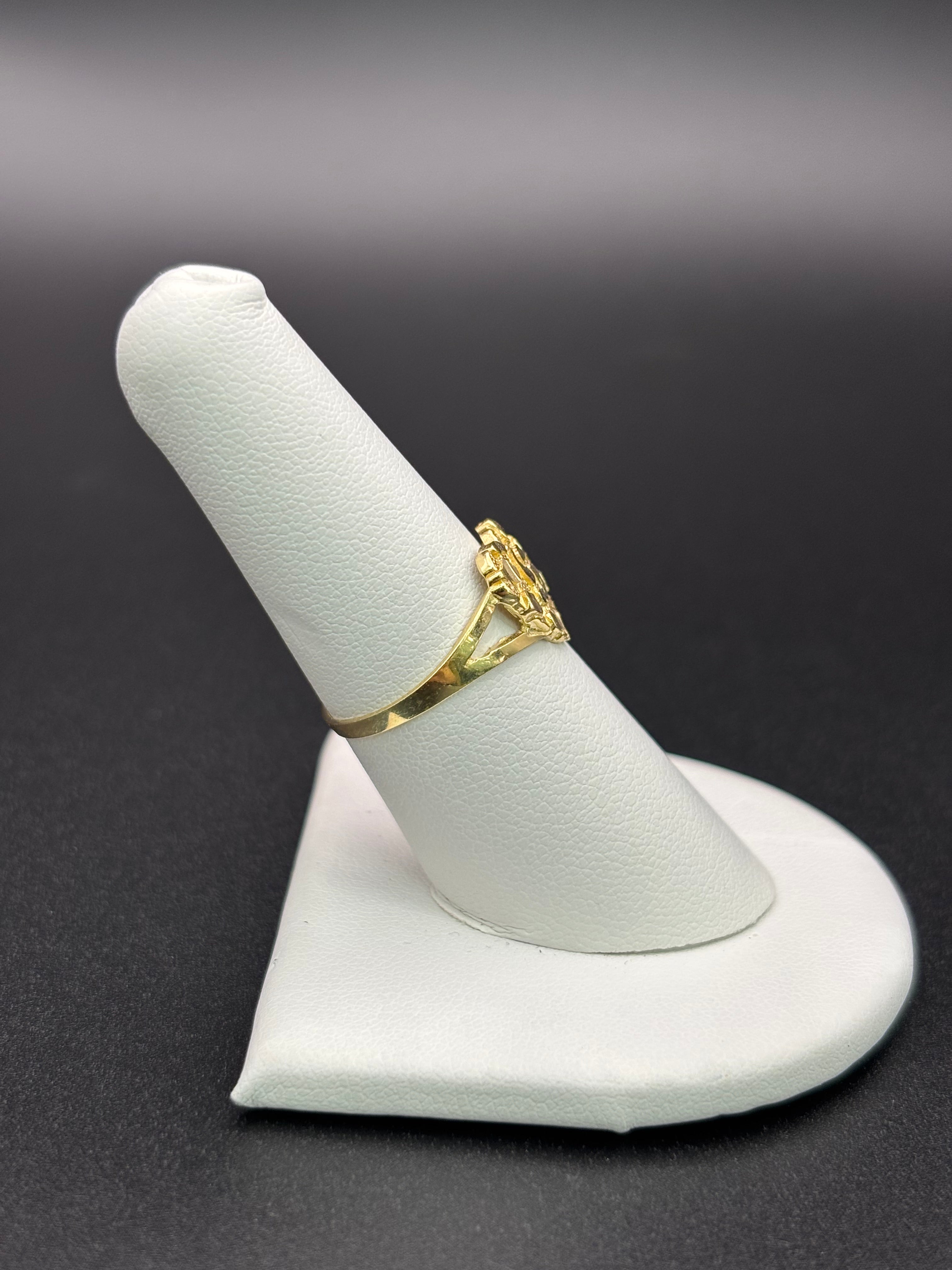14k Solid Gold Nugget Ring Heart