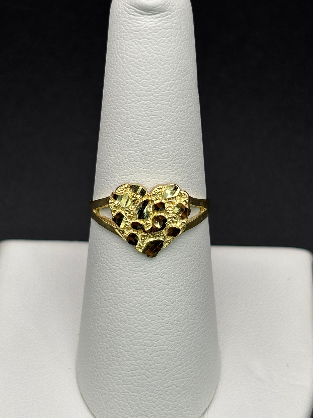 14k Solid Gold Nugget Ring Heart