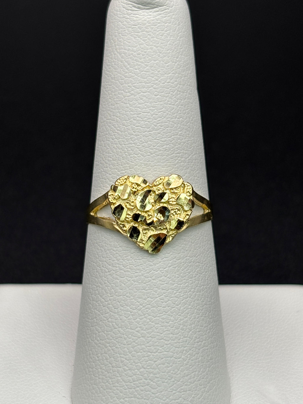 14k Solid Gold Nugget Ring Heart