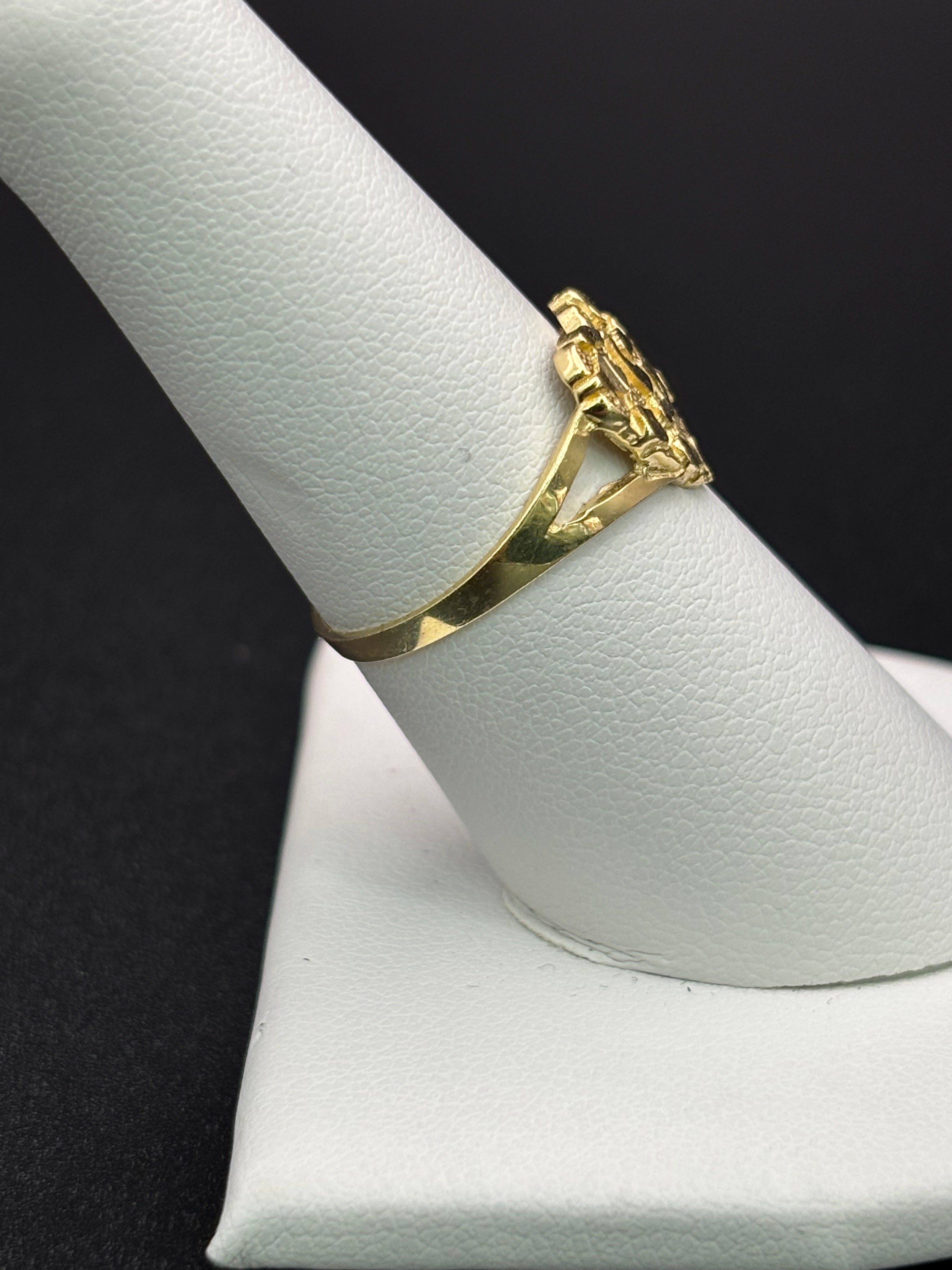 14k Solid Gold Nugget Ring Heart