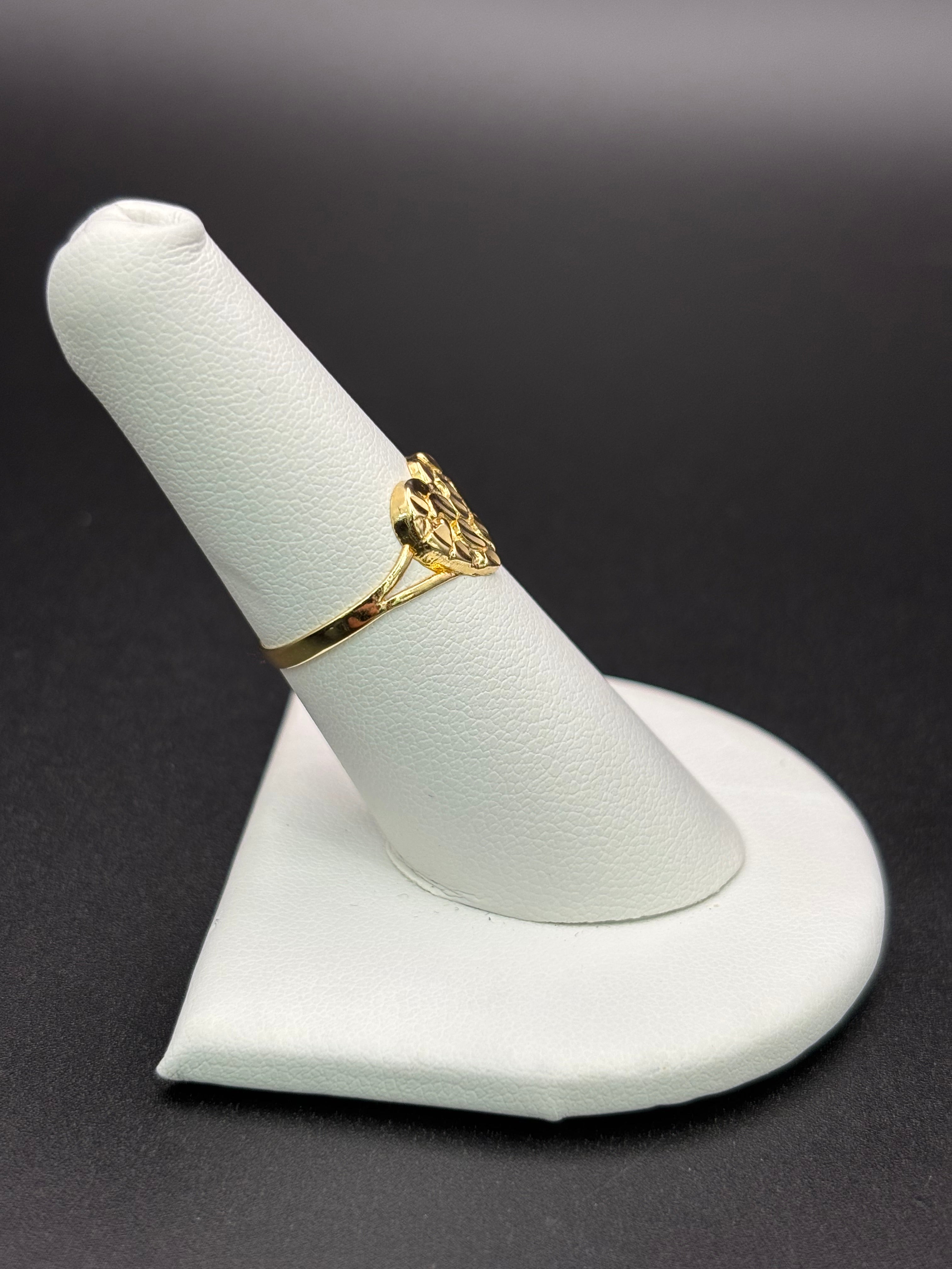 14k Solid Gold Nugget Ring Heart