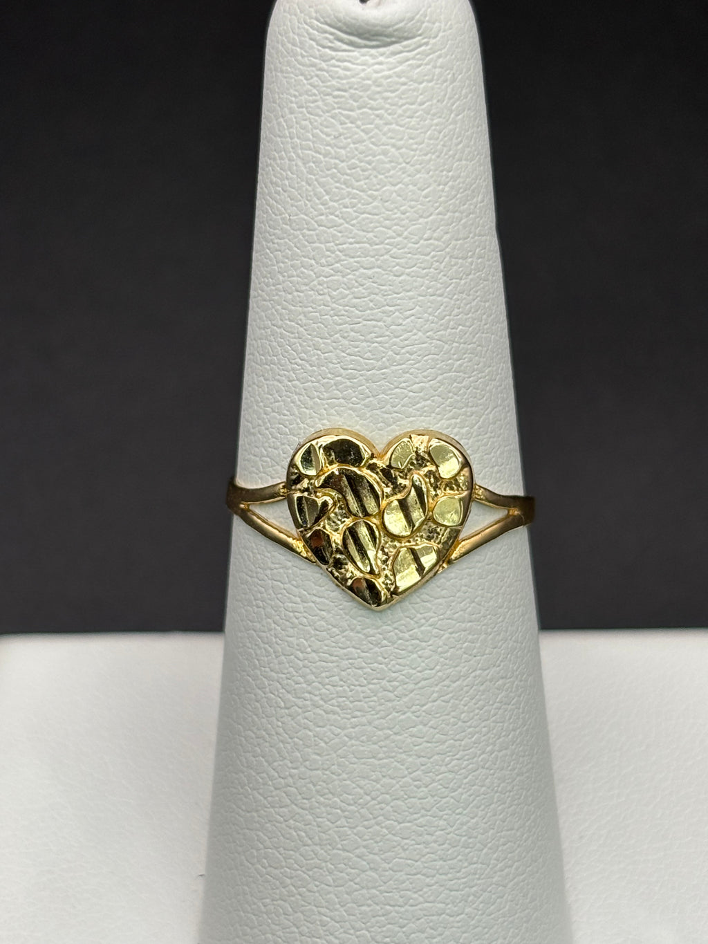 14k Solid Gold Nugget Ring Heart
