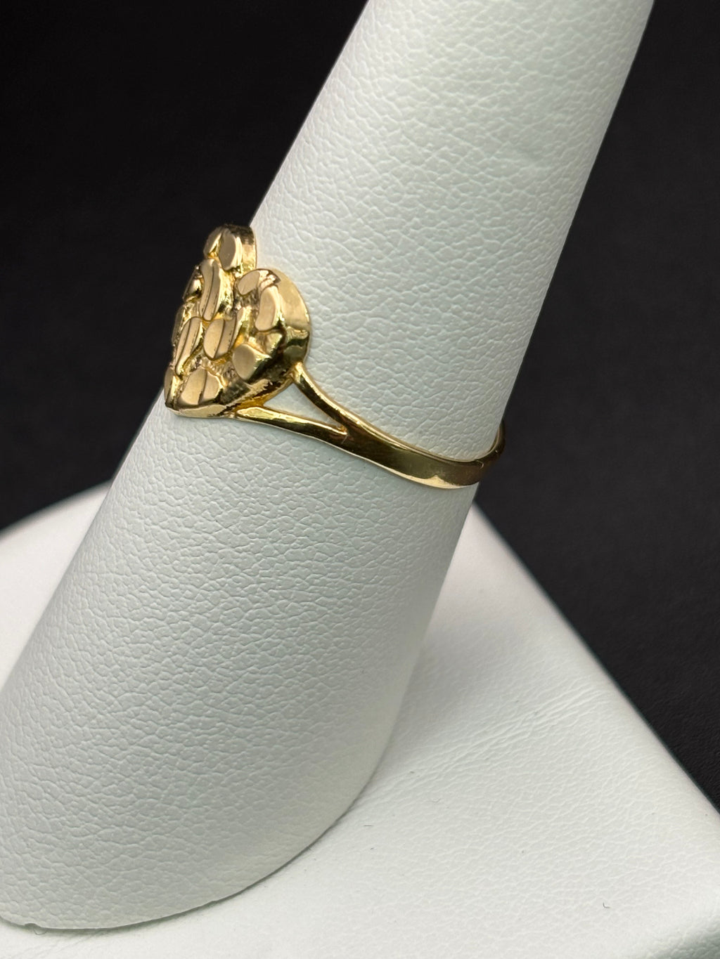 14k Solid Gold Nugget Ring Heart