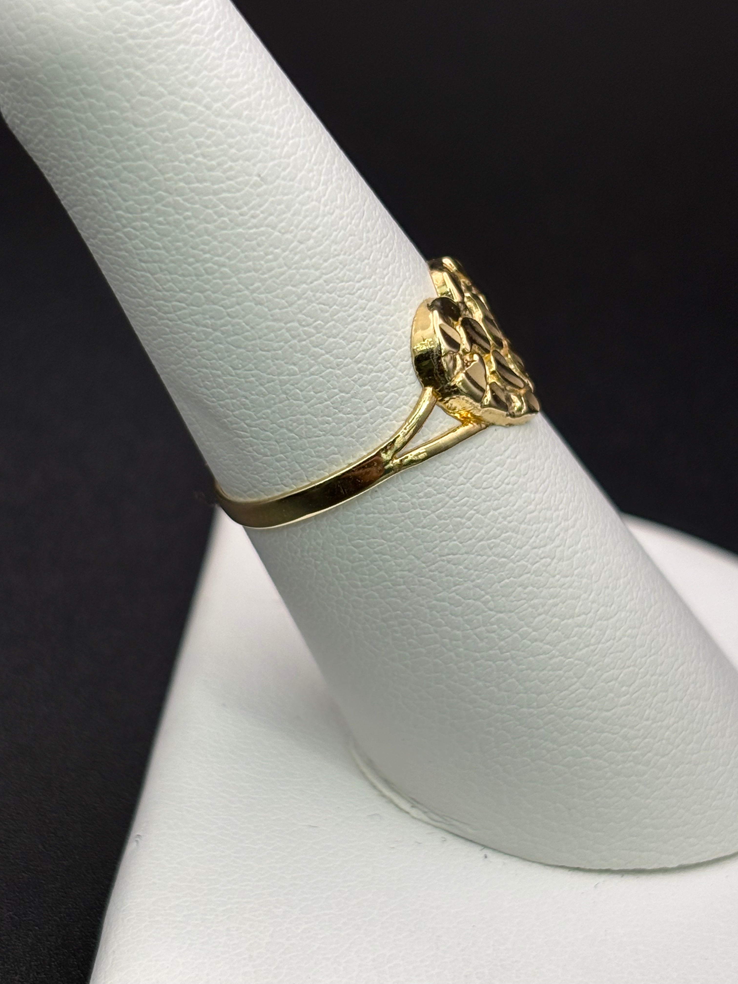 14k Solid Gold Nugget Ring Heart