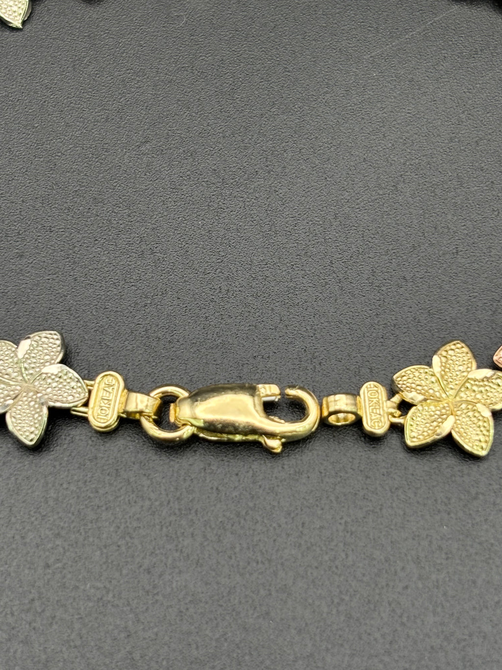 10k Solid Gold Bracelet Link Flowers