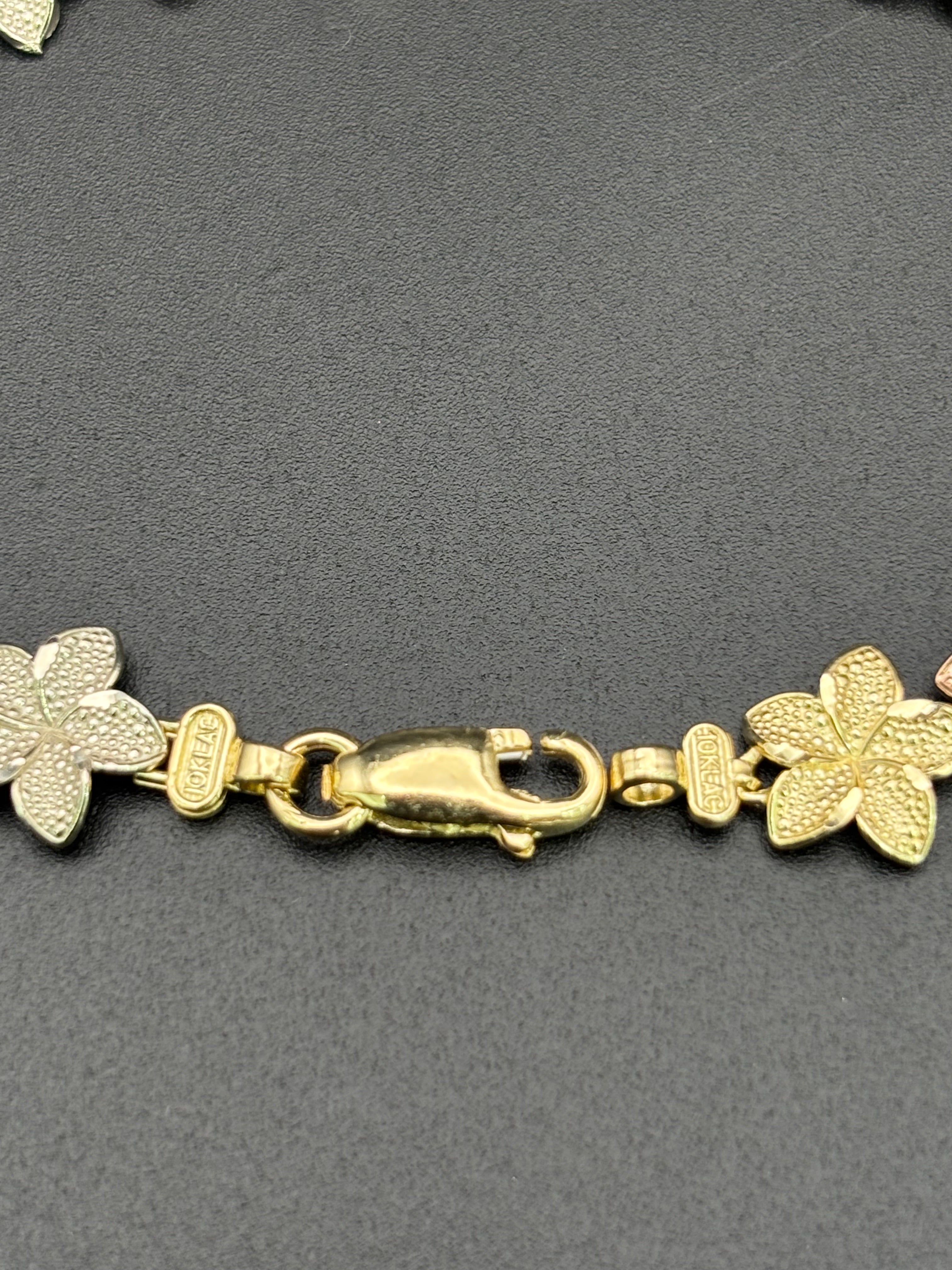 10k Solid Gold Bracelet Link Flowers