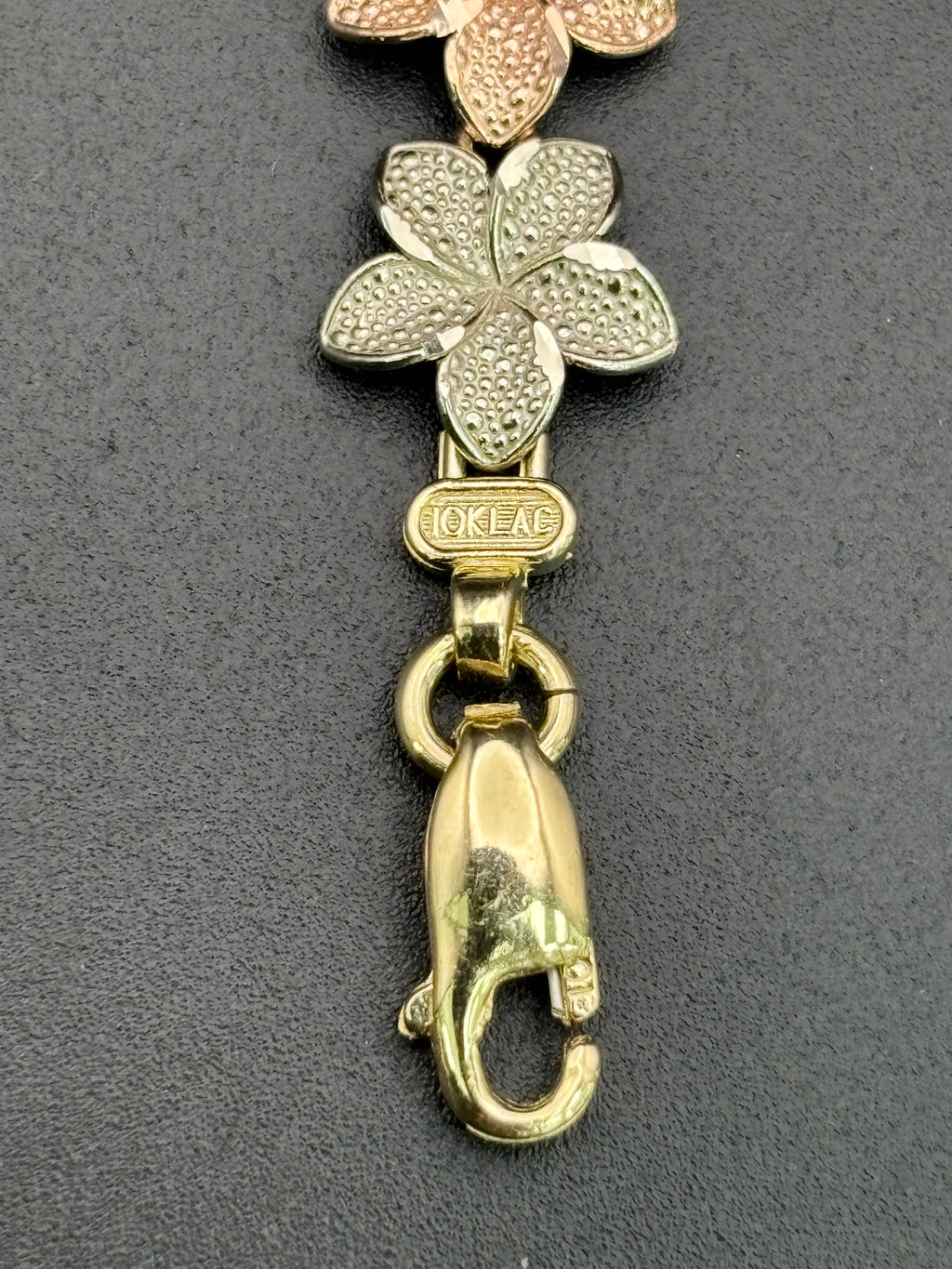 10k Solid Gold Bracelet Link Flowers