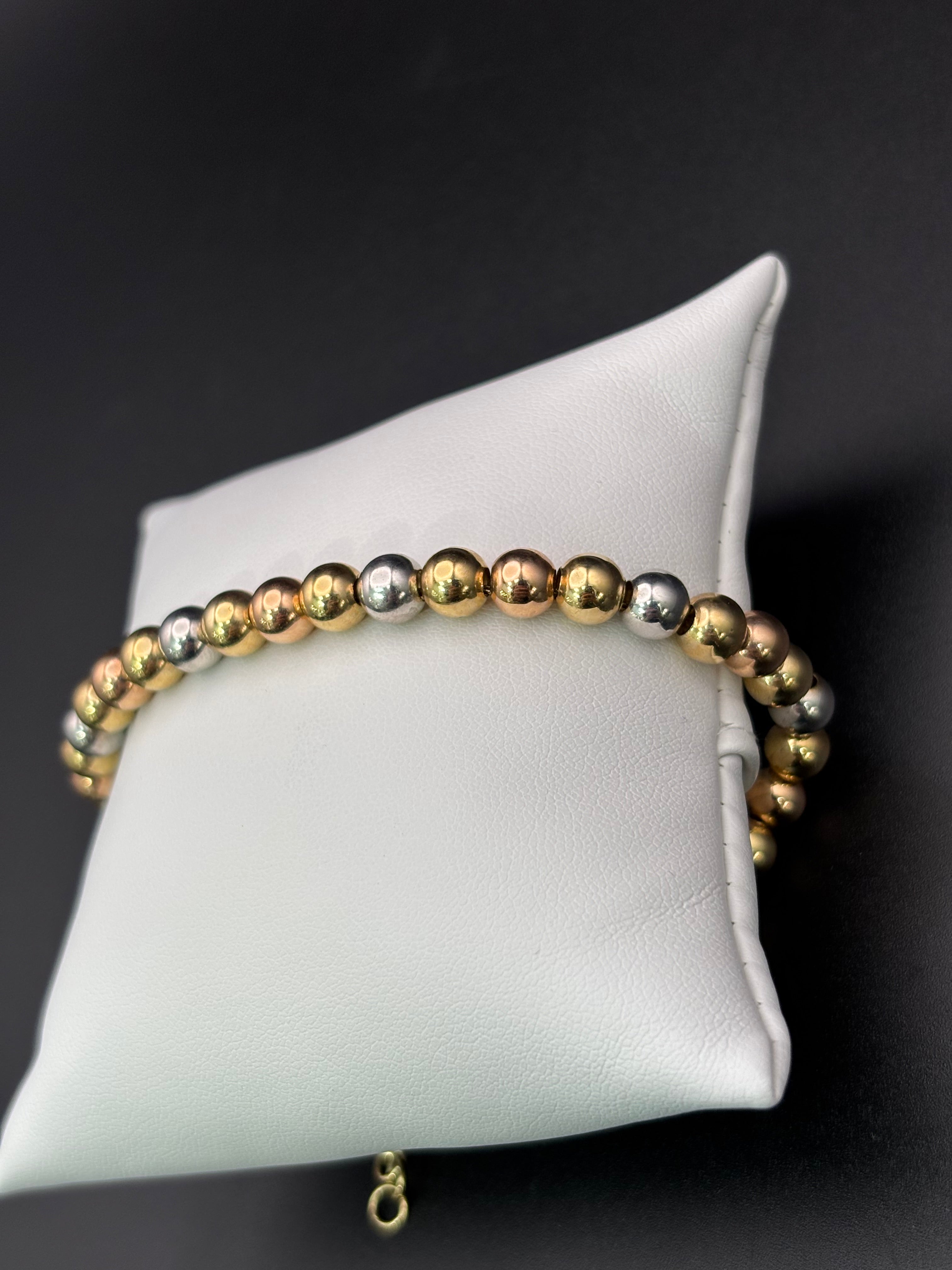 14k Solid Gold Fancy Bracelet Link Three Tones