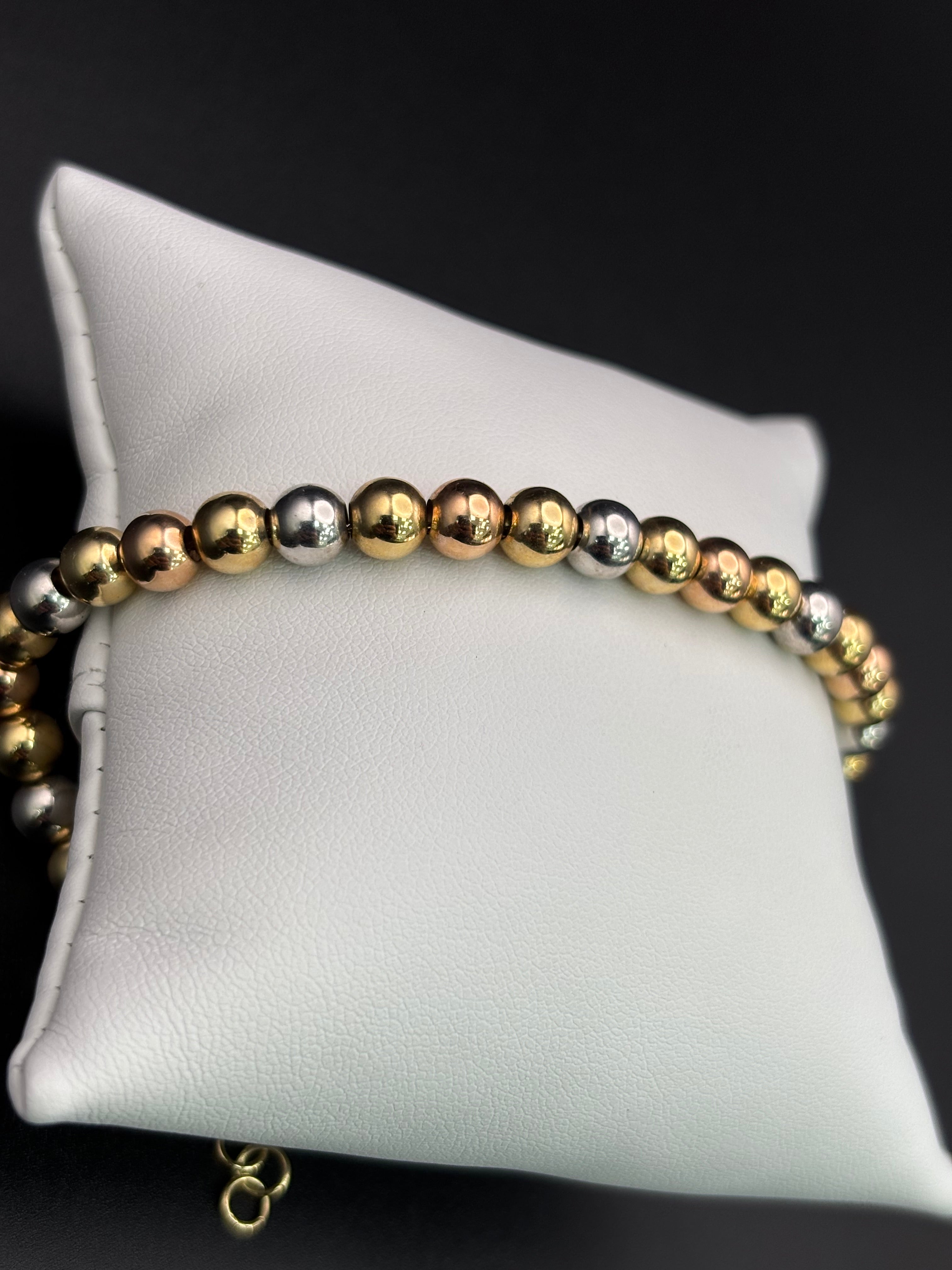 14k Solid Gold Fancy Bracelet Link Three Tones