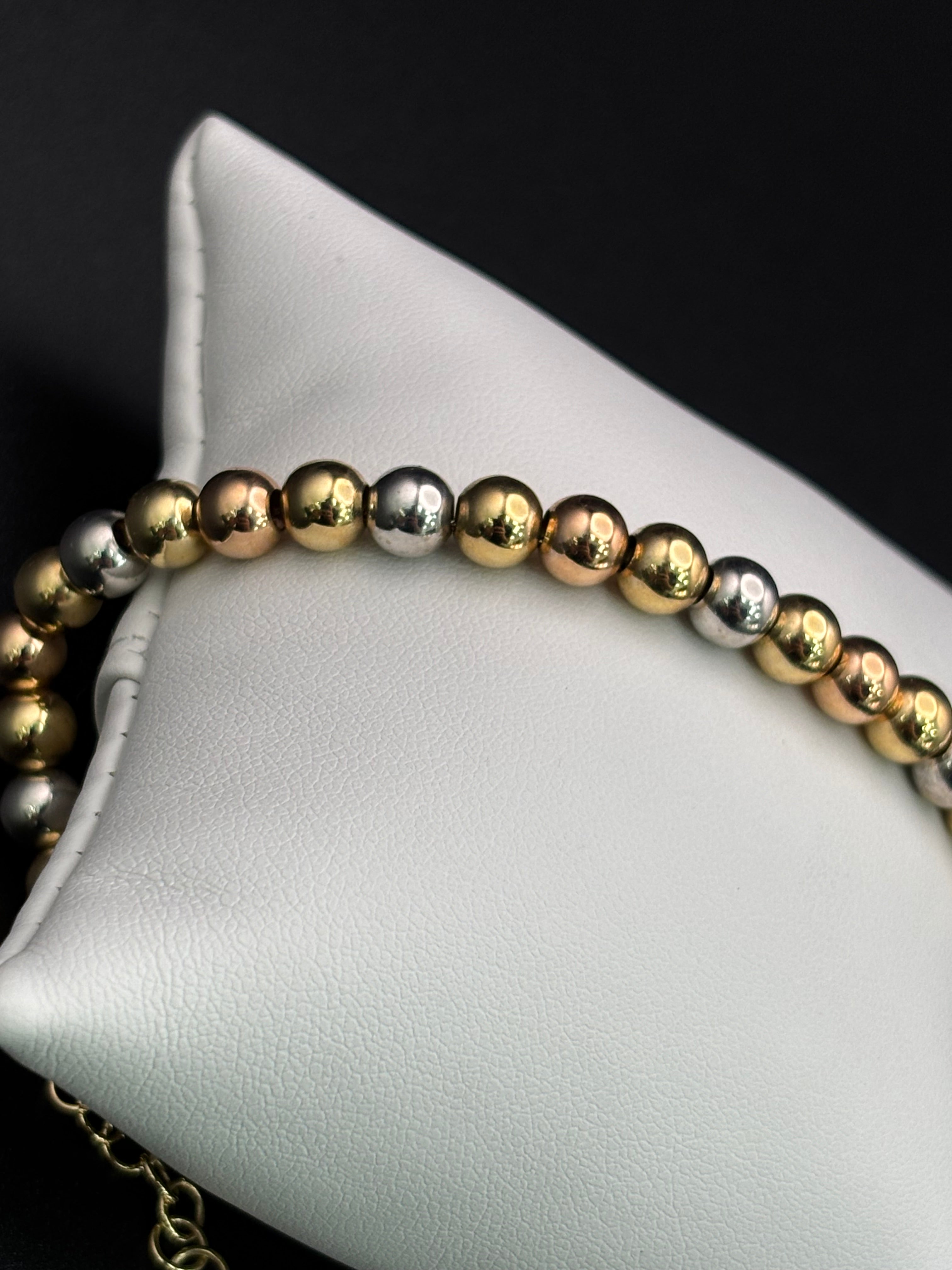 14k Solid Gold Fancy Bracelet Link Three Tones