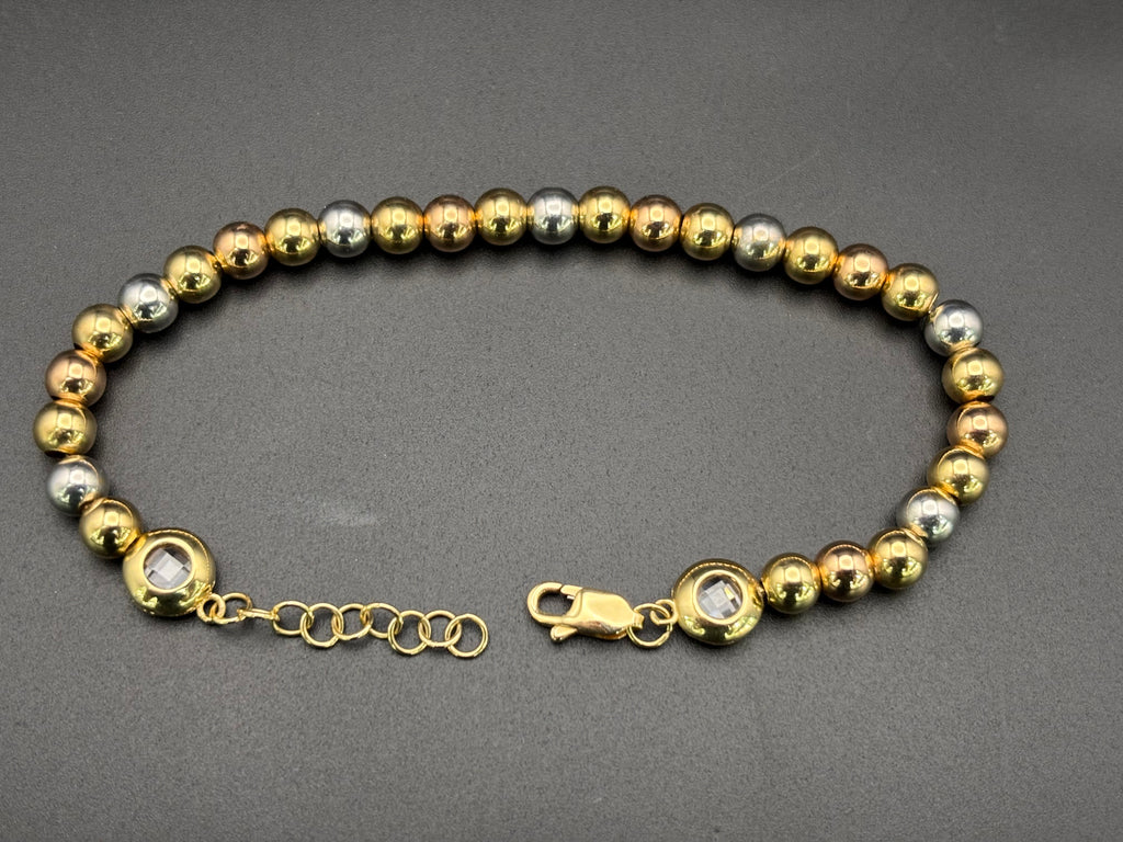 14k Solid Gold Fancy Bracelet Link Three Tones