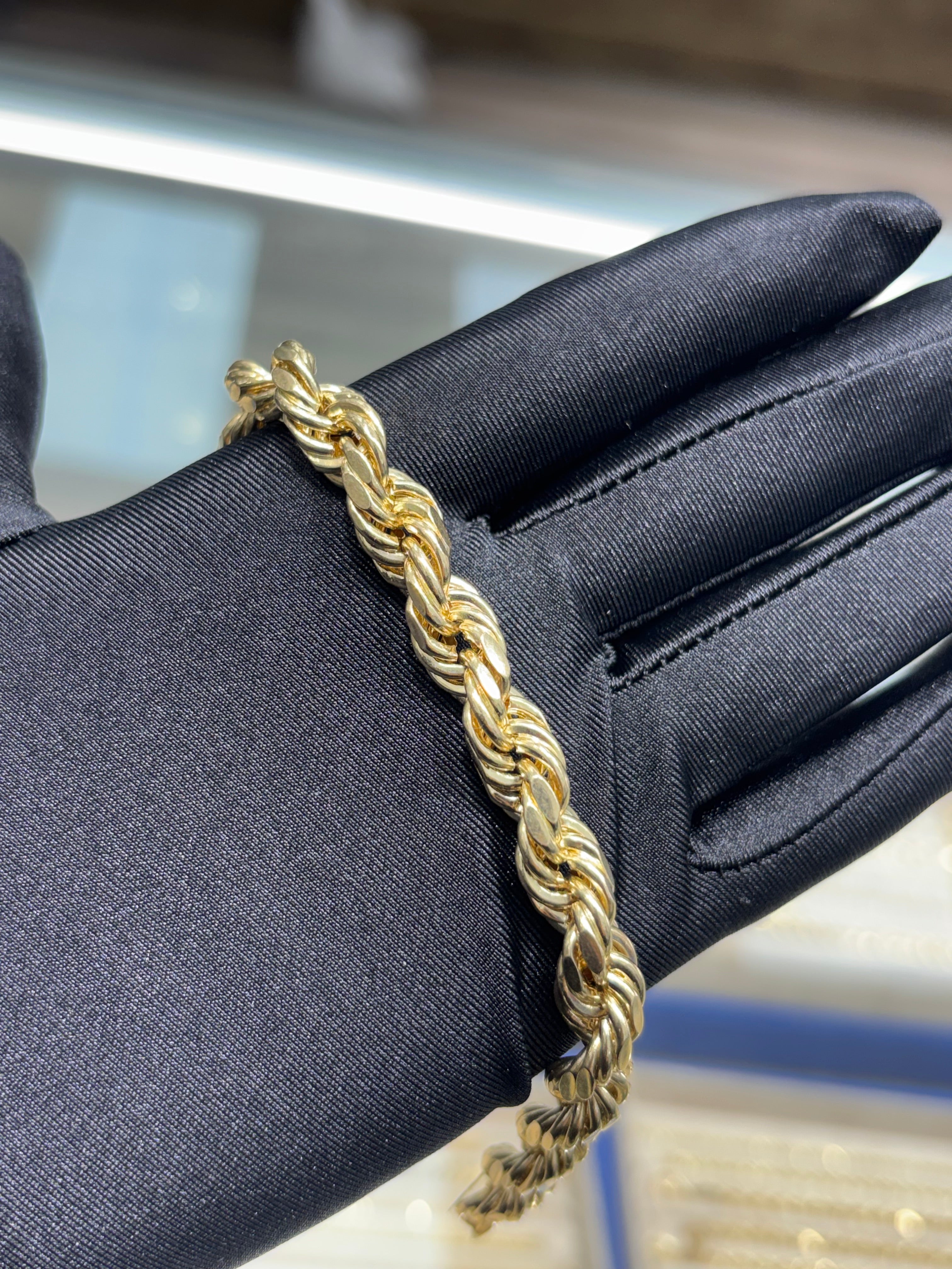 14K Gold Rope Chain Bracelet