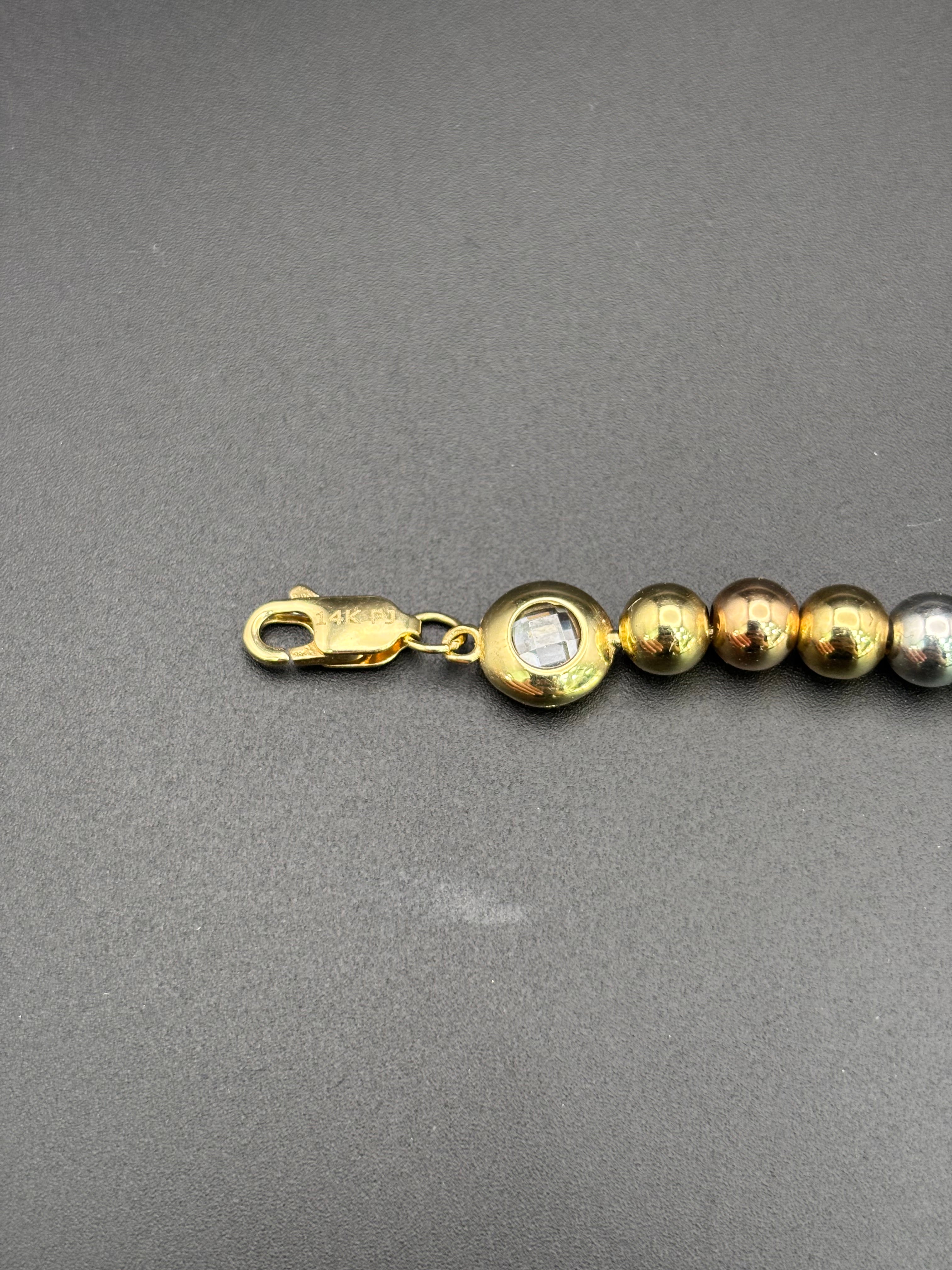 14k Solid Gold Fancy Bracelet Link Three Tones