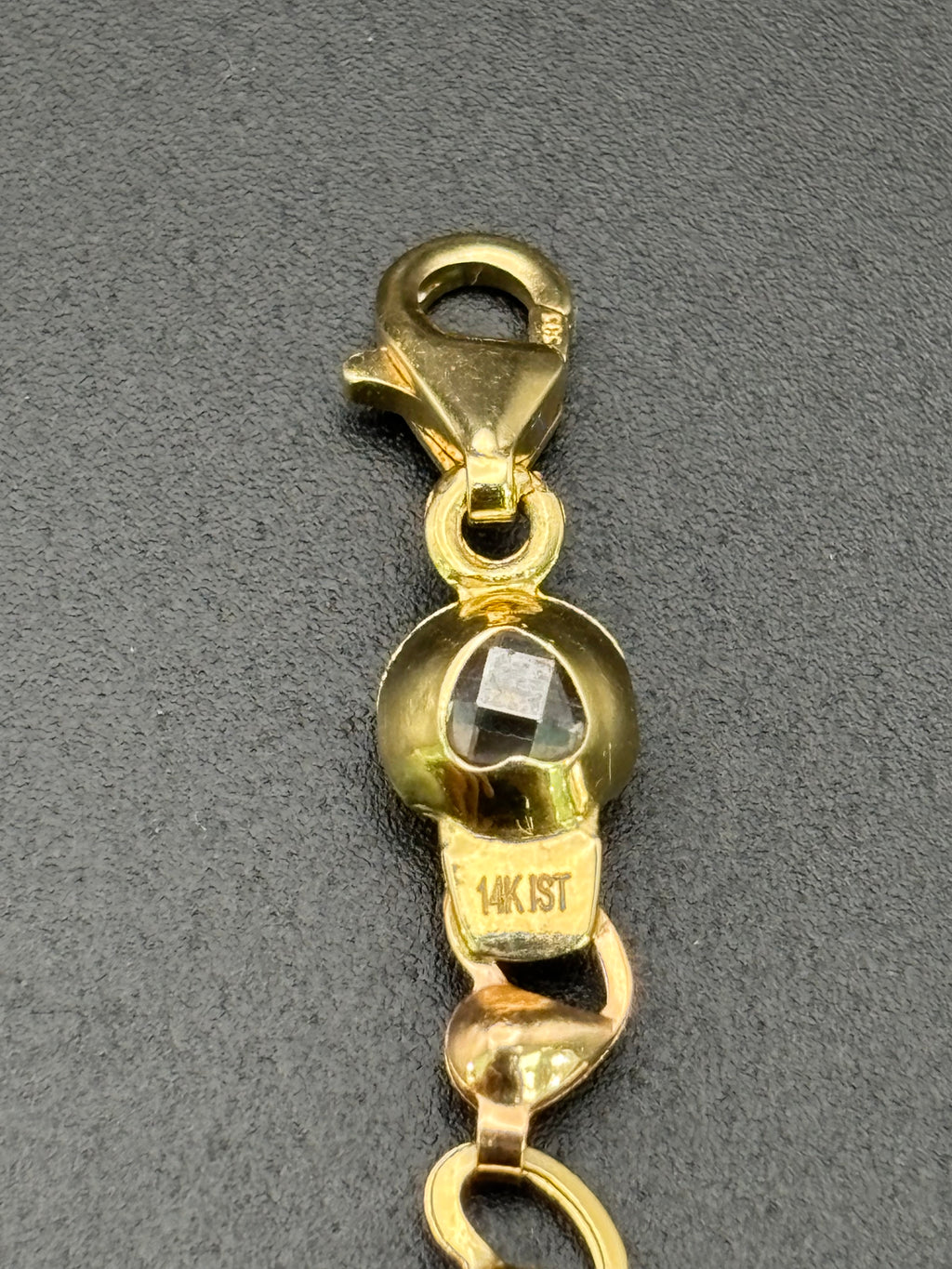 14k Solid Gold Fancy Bracelet Link Three Tones Hearts