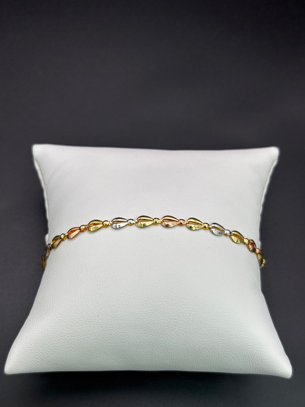 14k Solid Gold Fancy Bracelet Link Three Tones