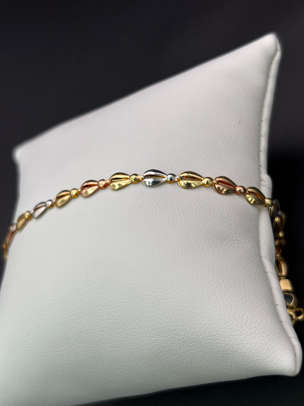 14k Solid Gold Fancy Bracelet Link Three Tones