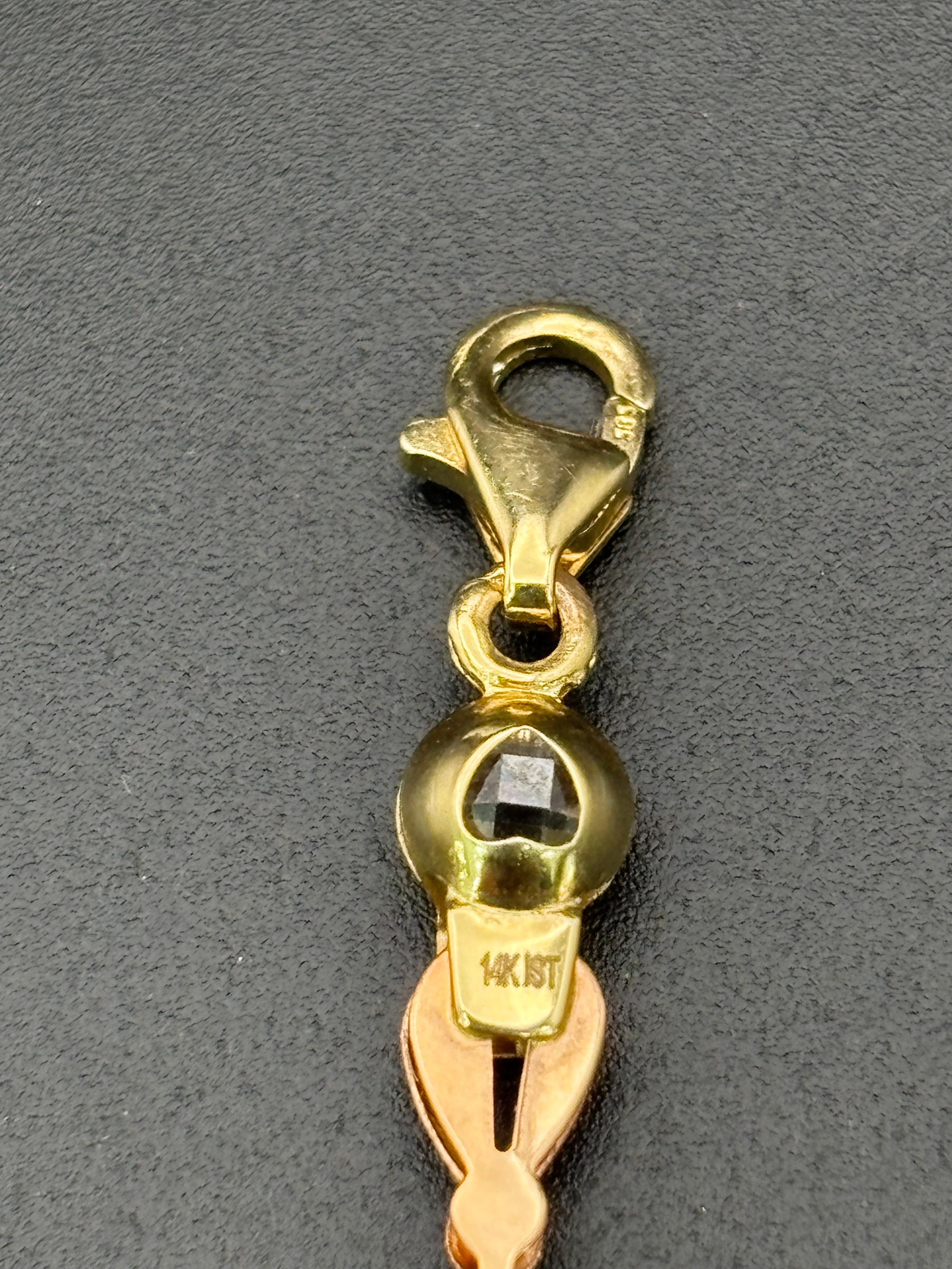 14k Solid Gold Fancy Bracelet Link Three Tones