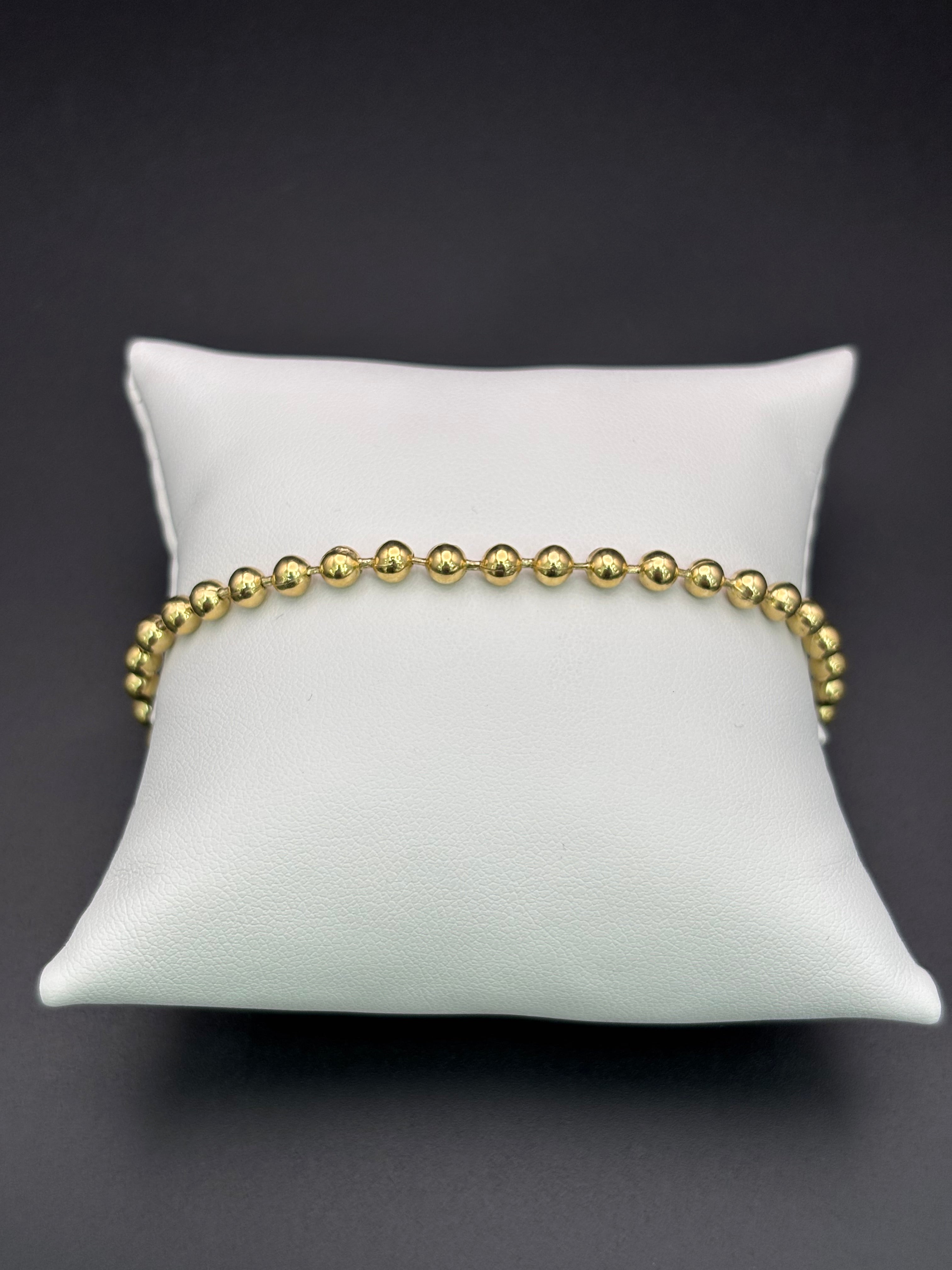 14k Solid Gold Fancy Bracelet Link Beads Balls