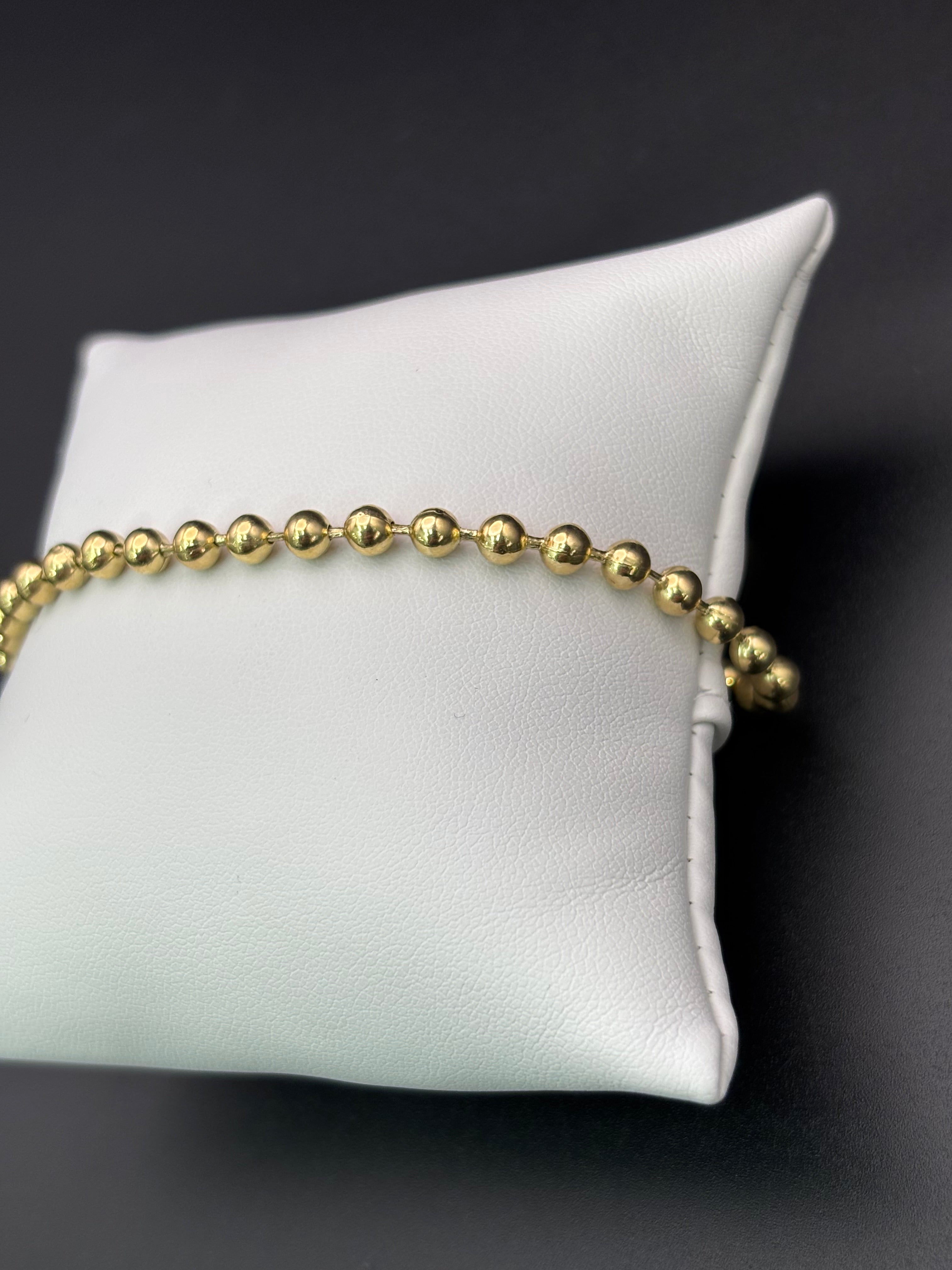 14k Solid Gold Fancy Bracelet Link Beads Balls
