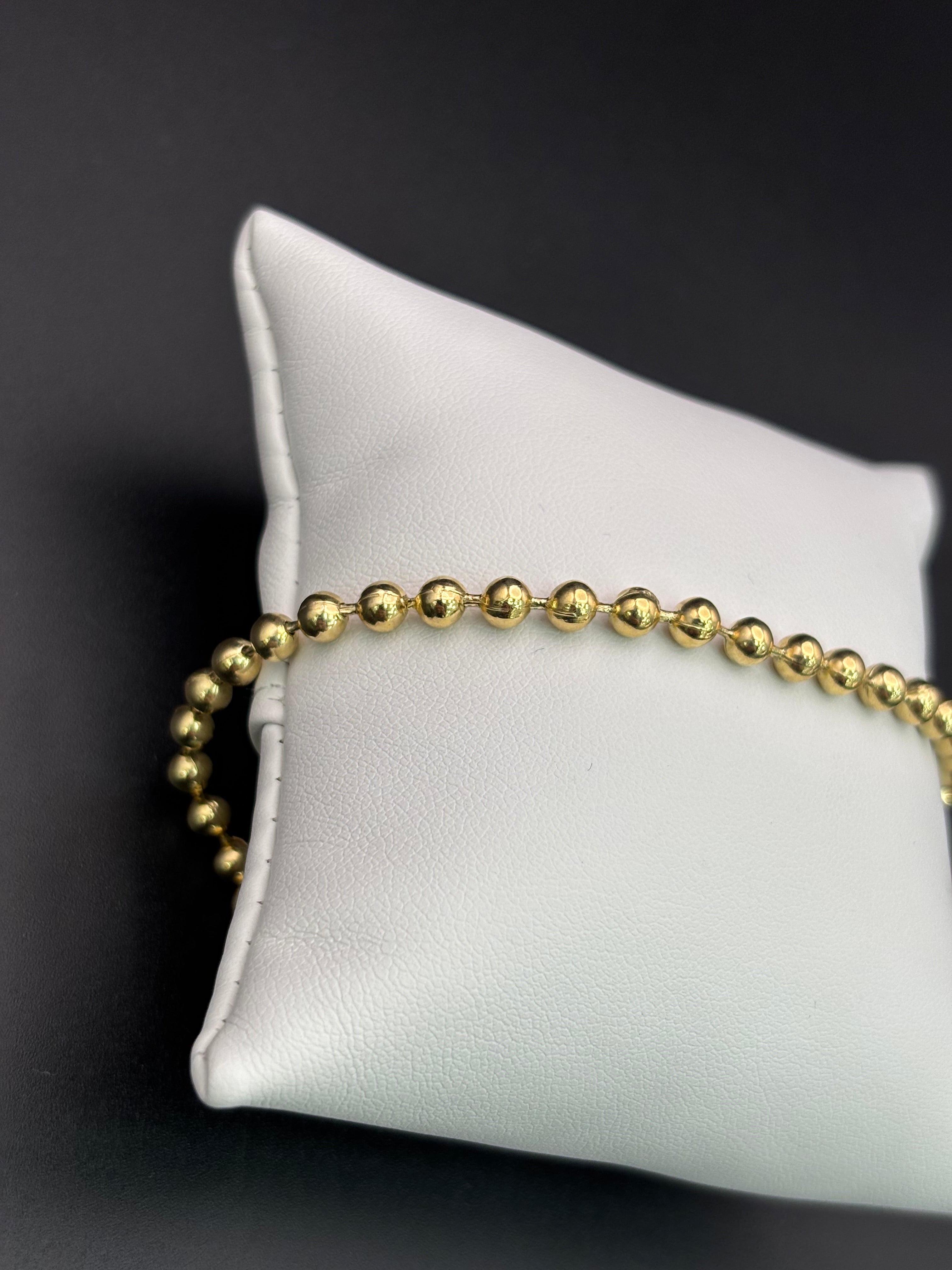14k Solid Gold Fancy Bracelet Link Beads Balls