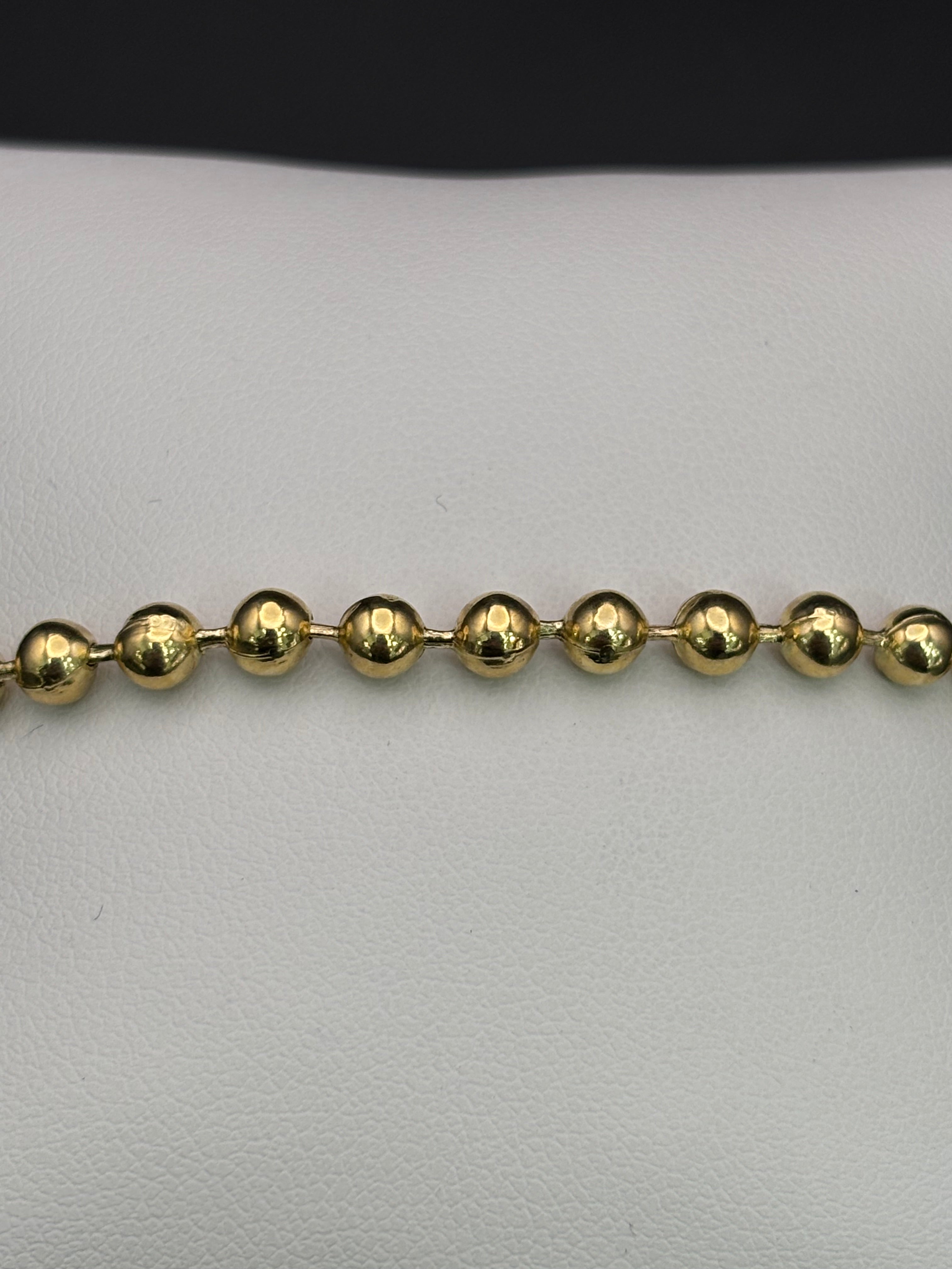 14k Solid Gold Fancy Bracelet Link Beads Balls