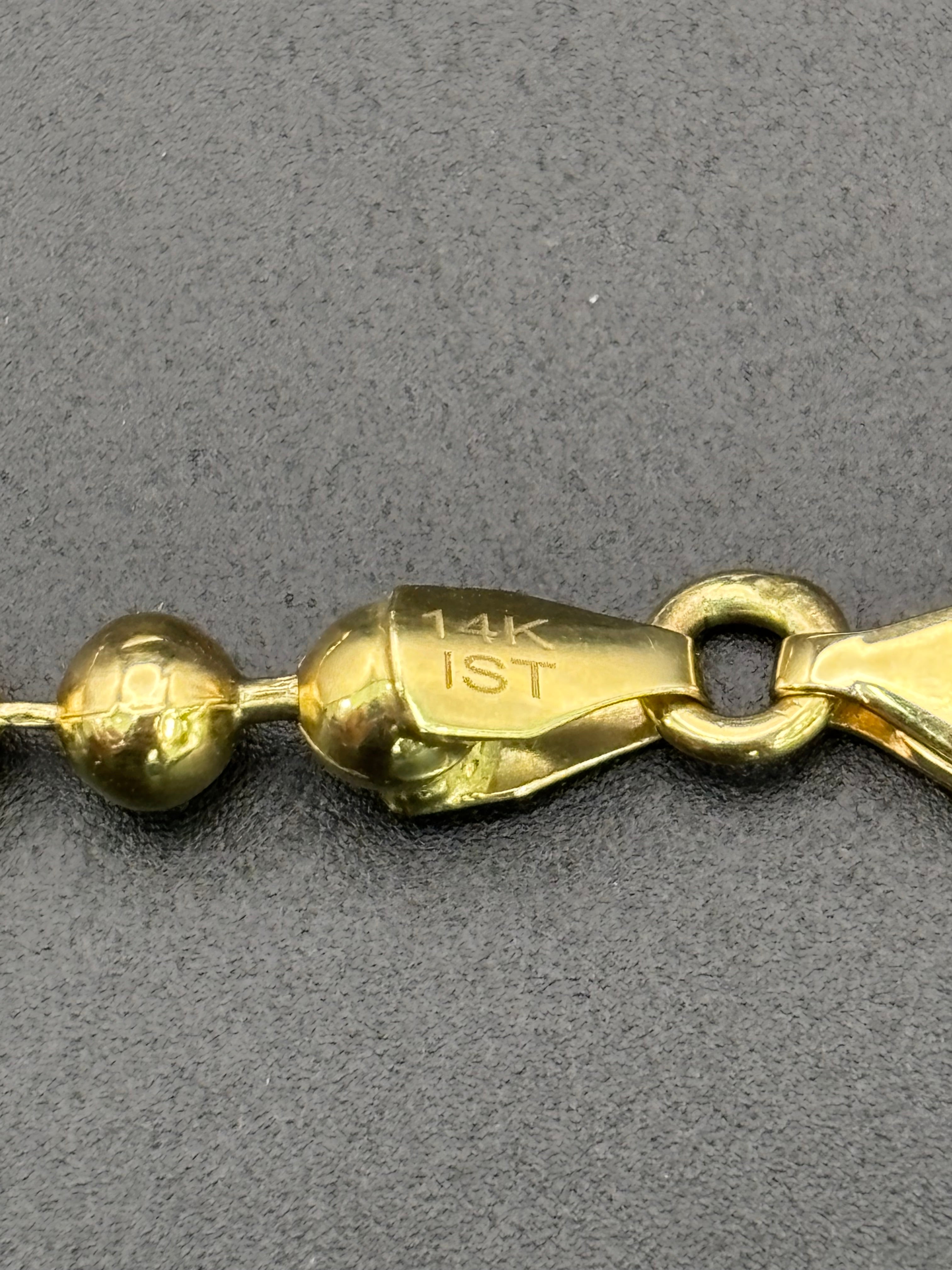 14k Solid Gold Fancy Bracelet Link Beads Balls