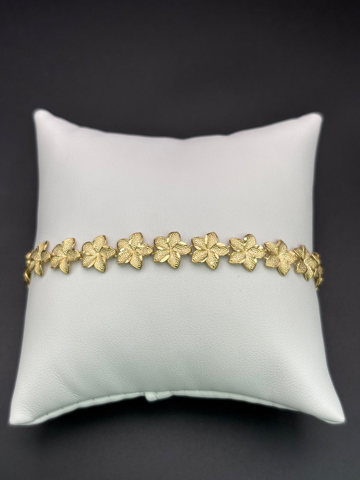 10k Solid Gold Bracelet Link Flowers
