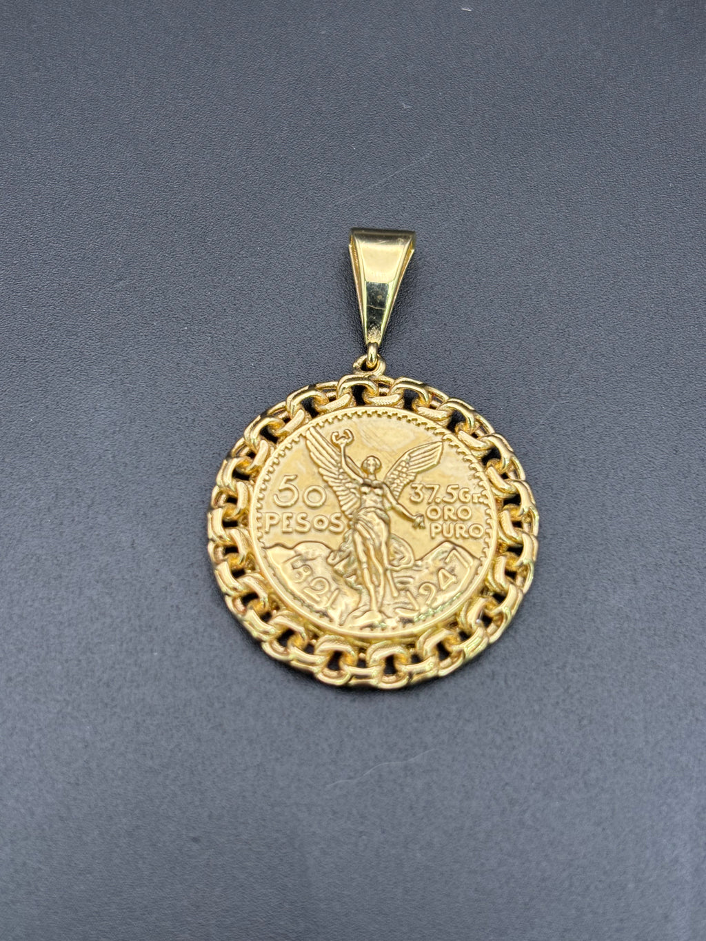 14k Solid Gold Centenario Pendant