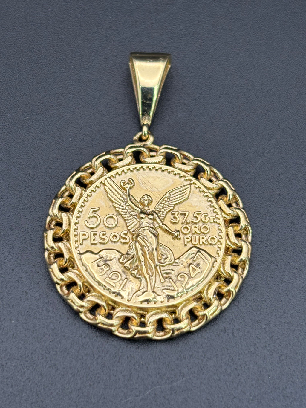 14k Solid Gold Centenario Pendant
