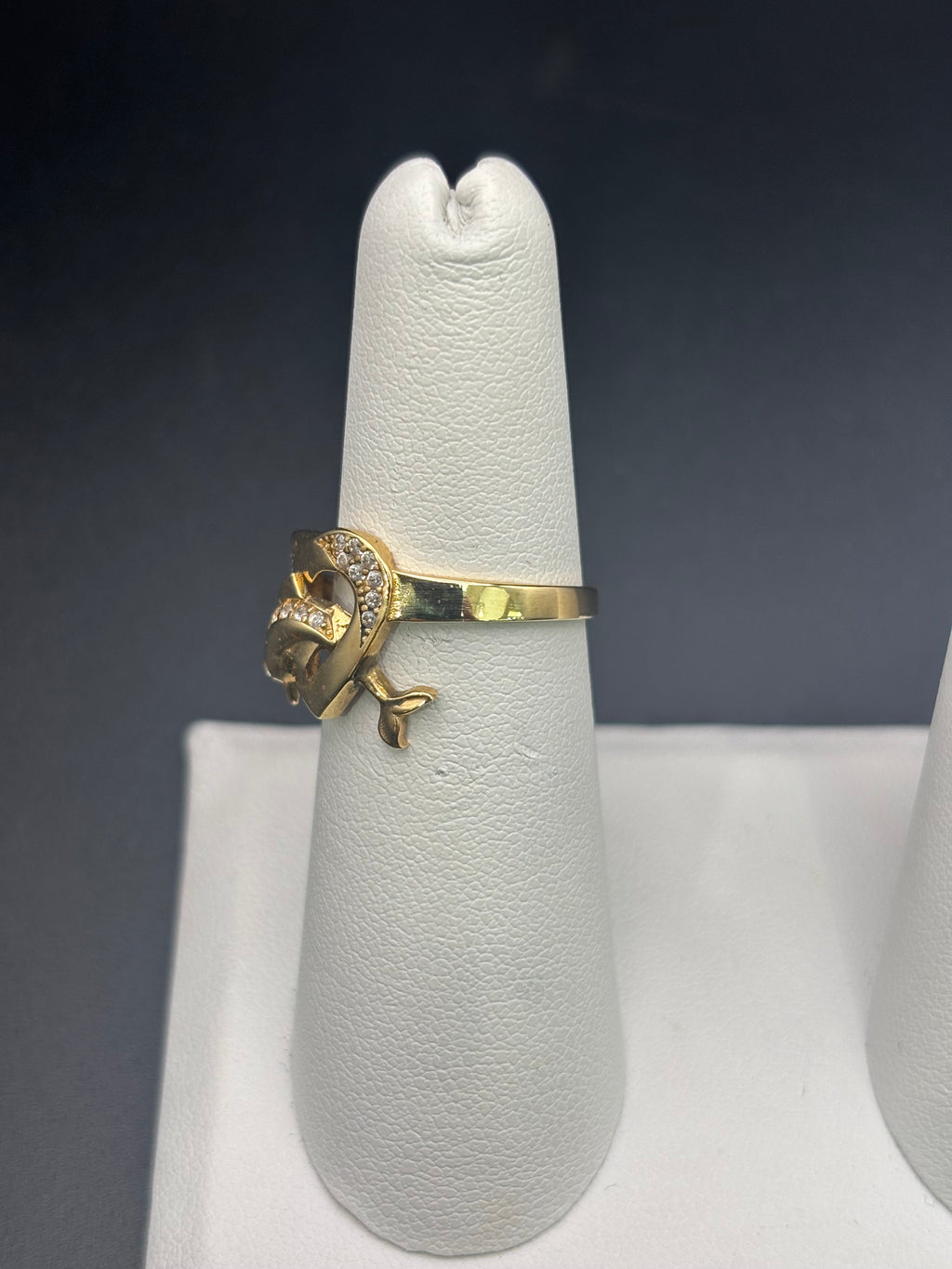 14k Solid Fine Italian Gold Ring Heart With Dolphin