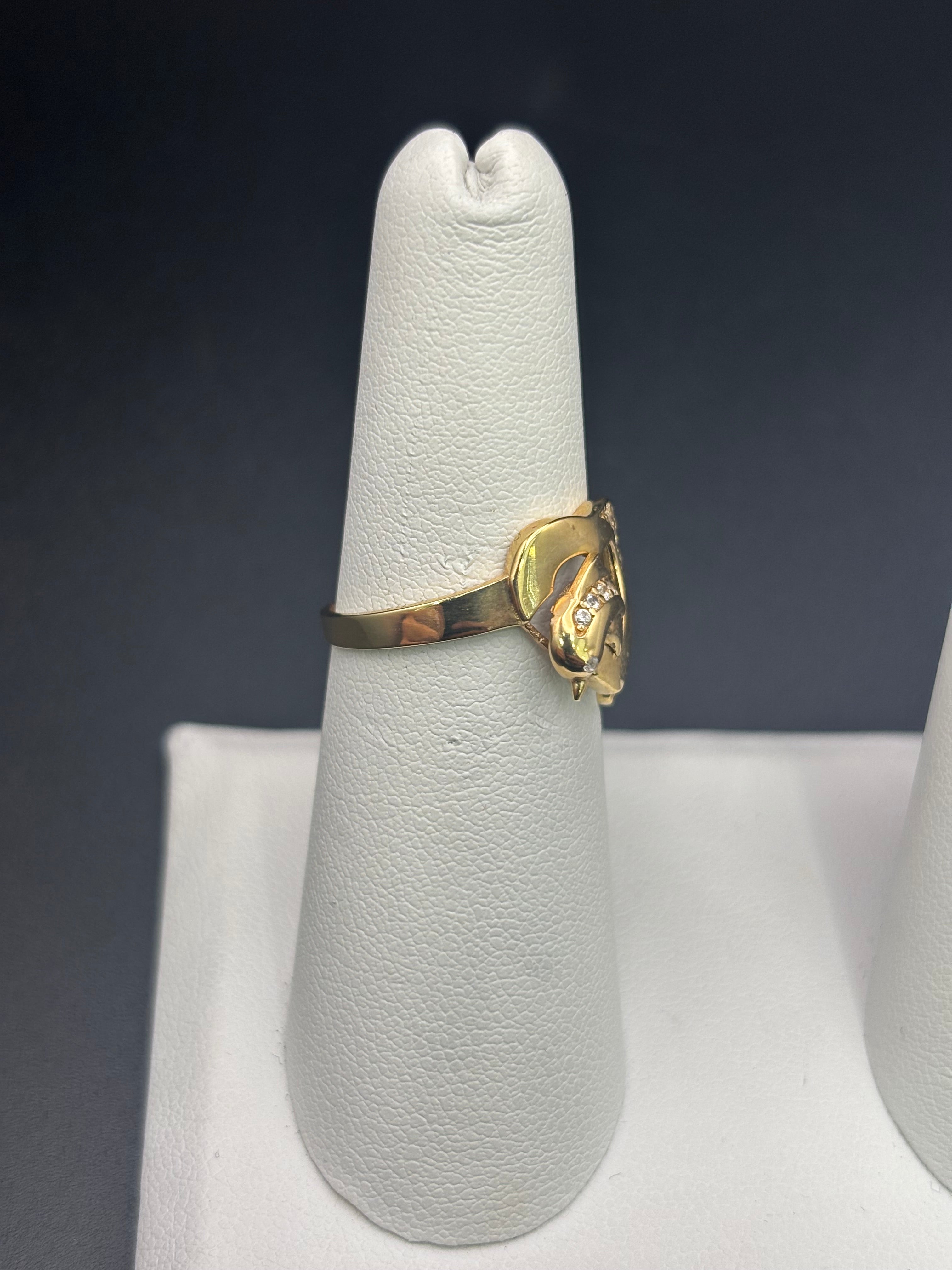 14k Solid Fine Italian Gold Ring Heart With Dolphin