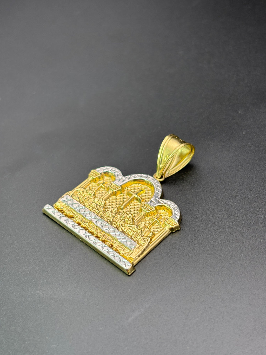 14k Solid Gold Pendant Last Supper Jesus