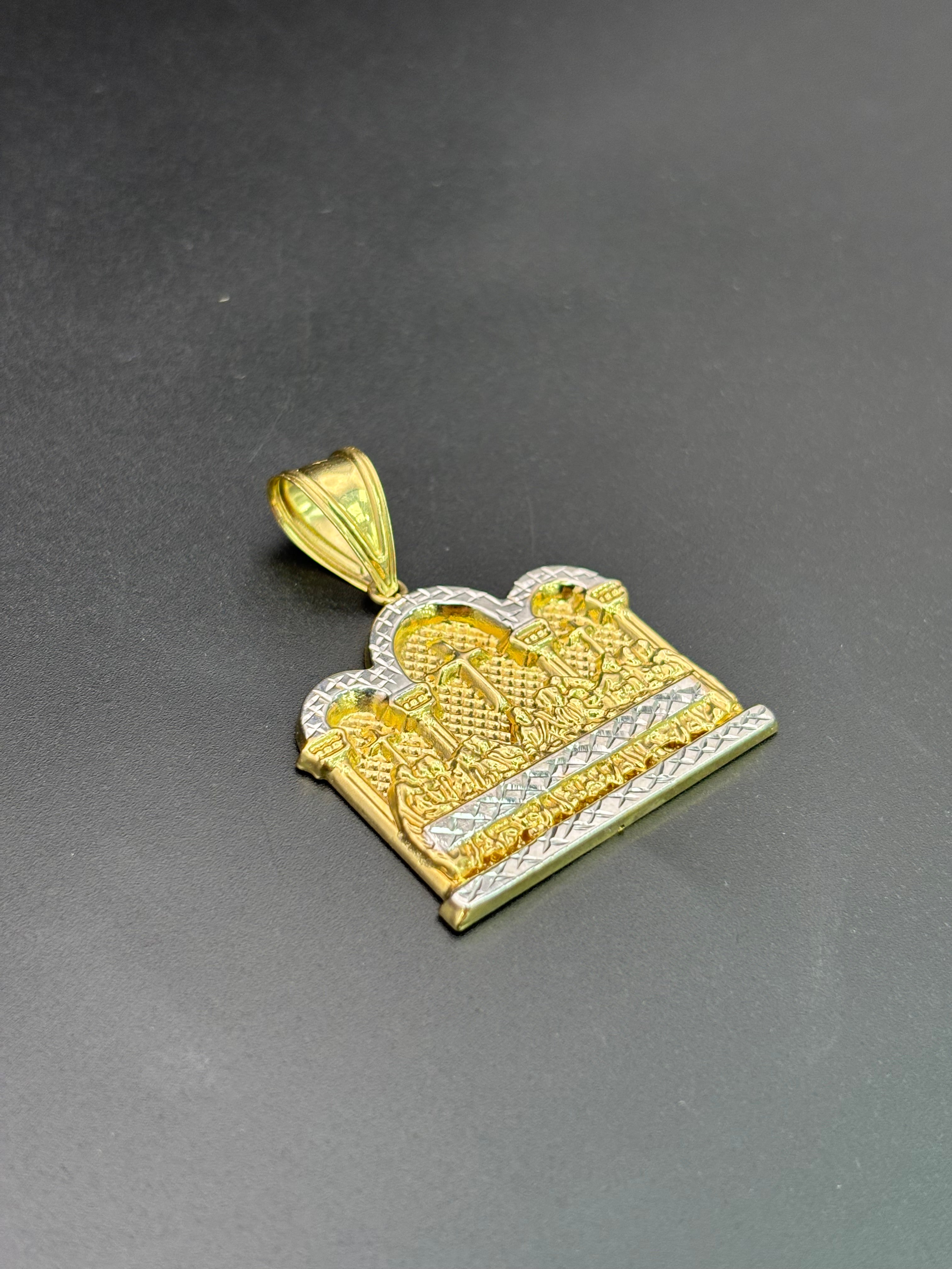 14k Solid Gold Pendant Last Supper Jesus