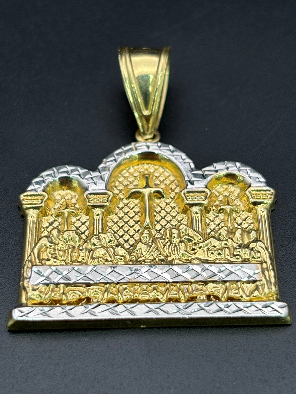 14k Solid Gold Pendant Last Supper Jesus
