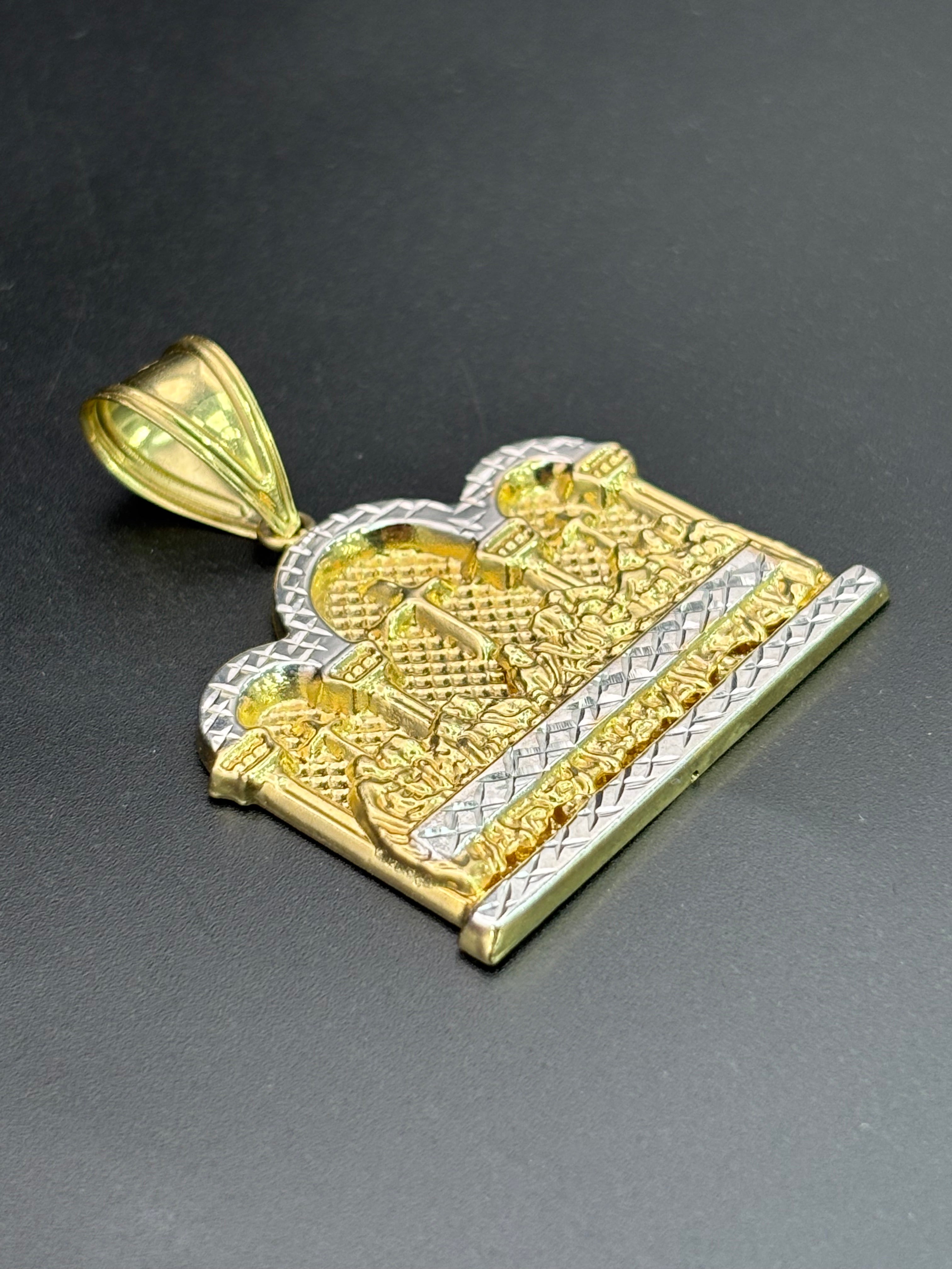14k Solid Gold Pendant Last Supper Jesus