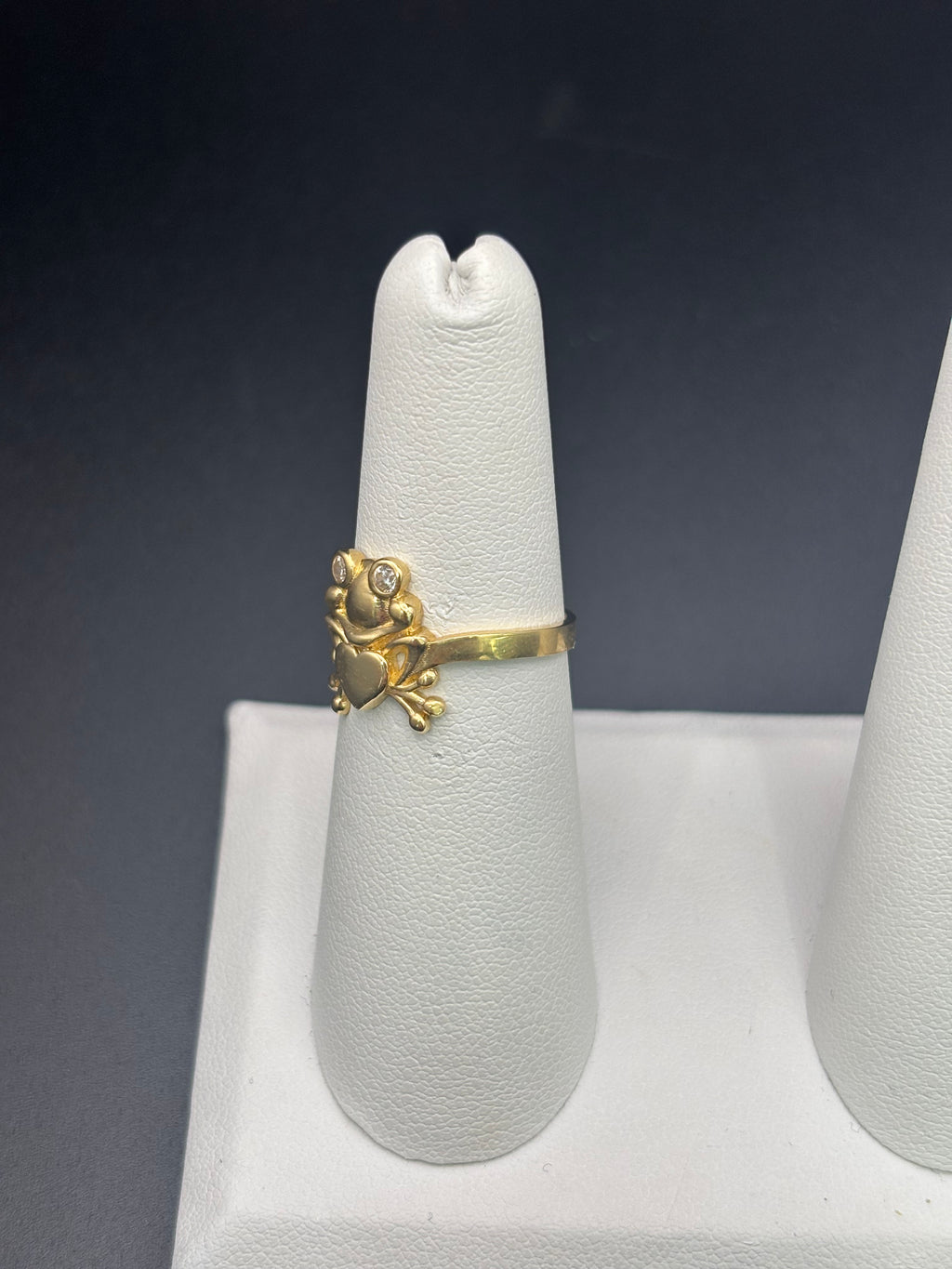 14k Solid Fine Italian Gold Ring Frog with Heart