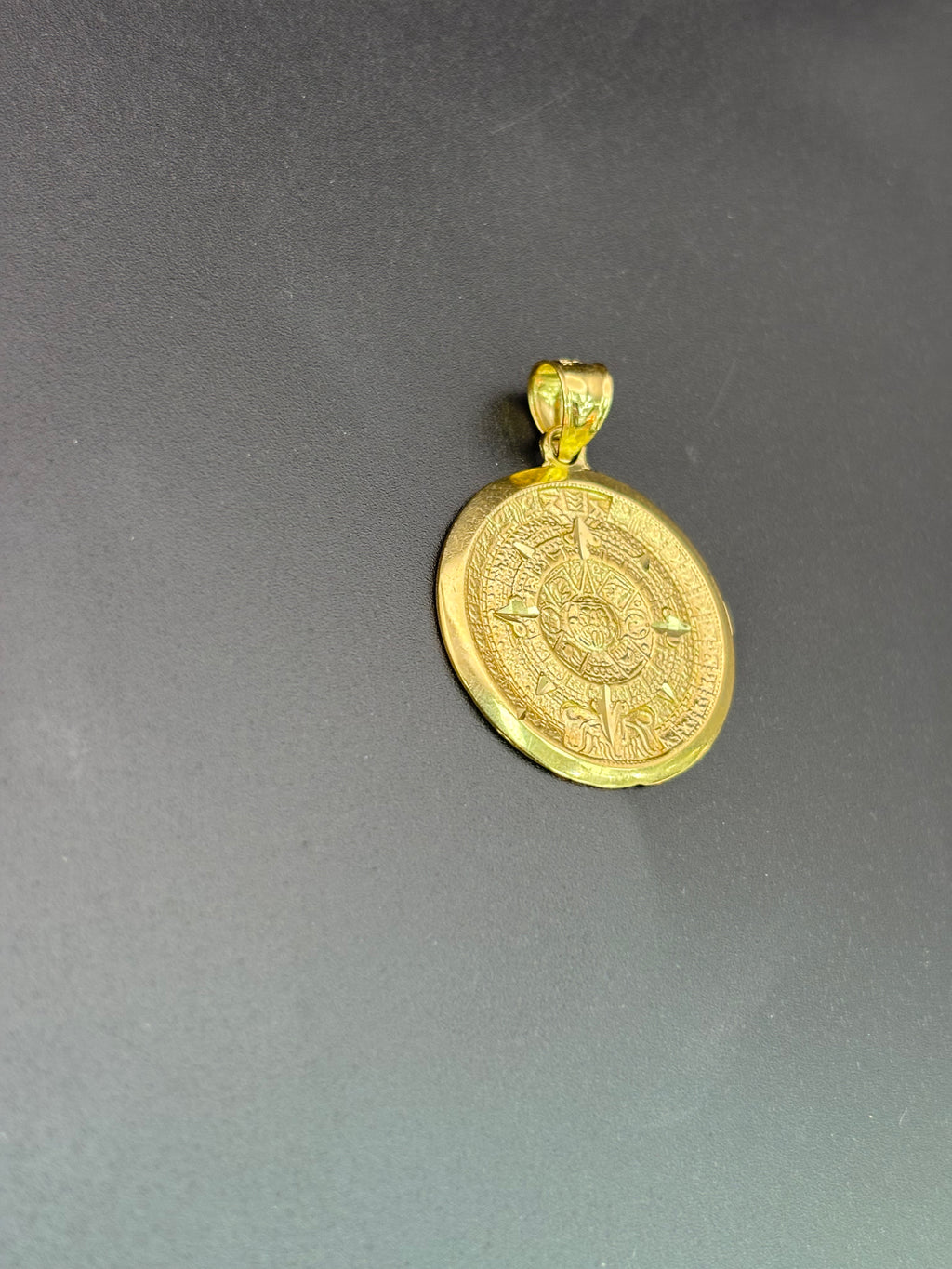 14k Solid Gold Pendant Mayan Calendar