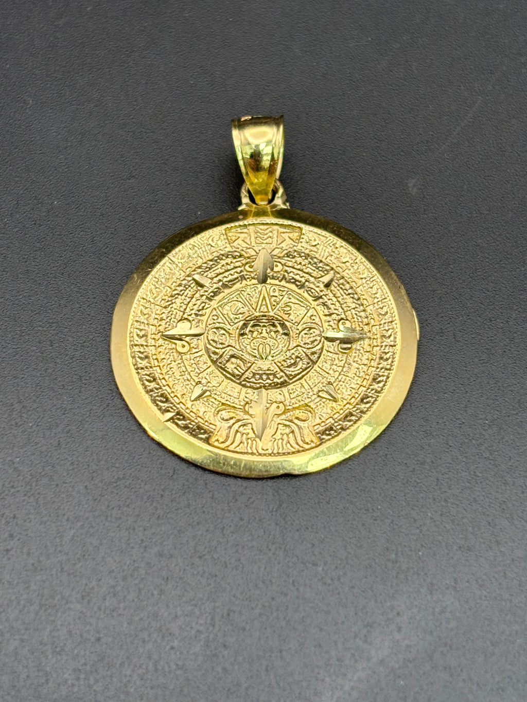 14k Solid Gold Pendant Mayan Calendar