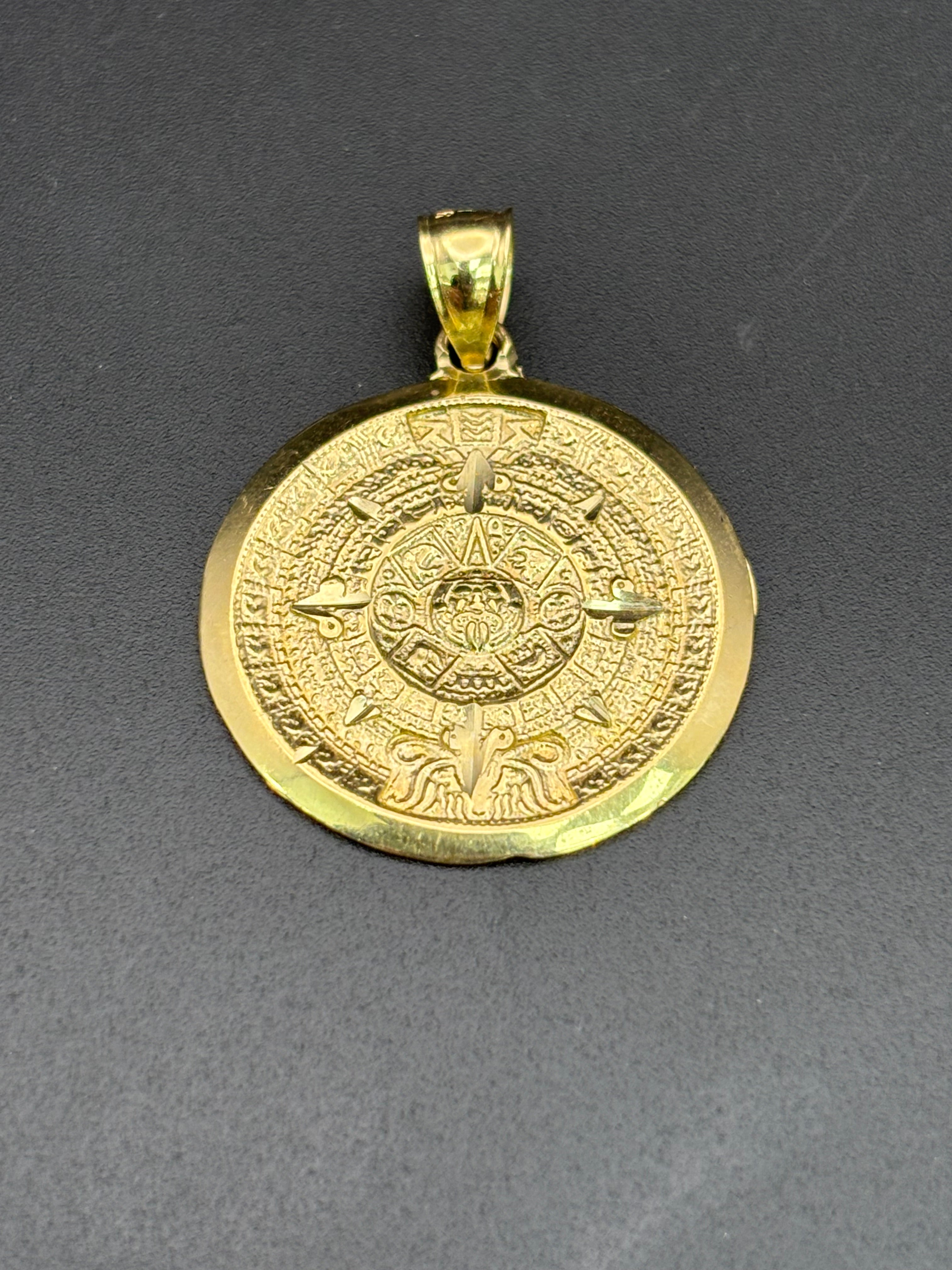 14k Solid Gold Pendant Mayan Calendar