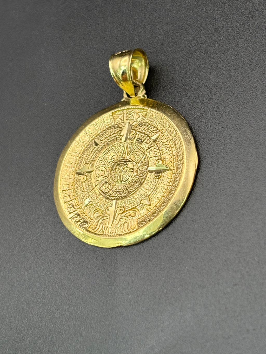 14k Solid Gold Pendant Mayan Calendar