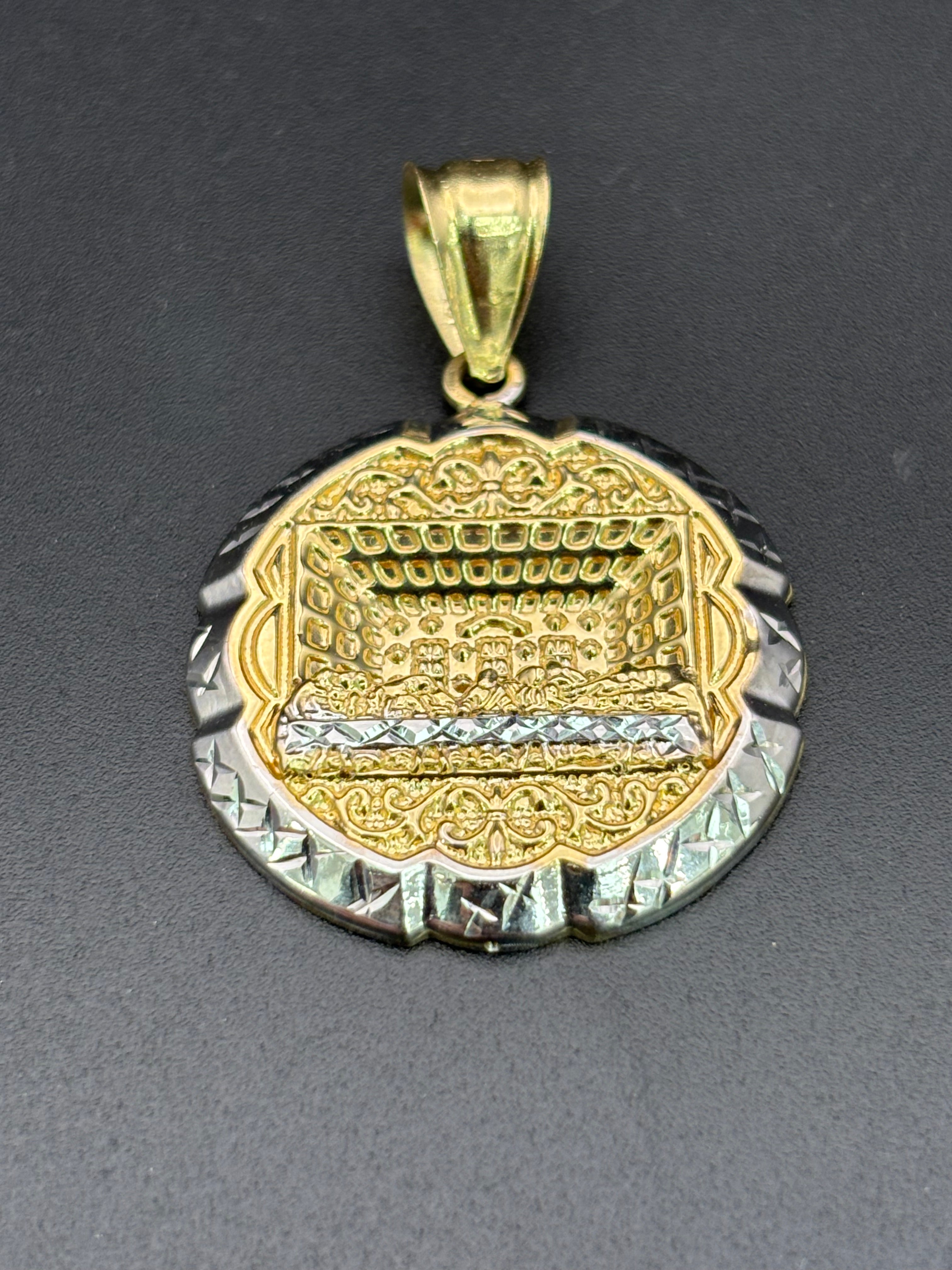14k Solid Gold Pendant Last Supper Jesus Disciples