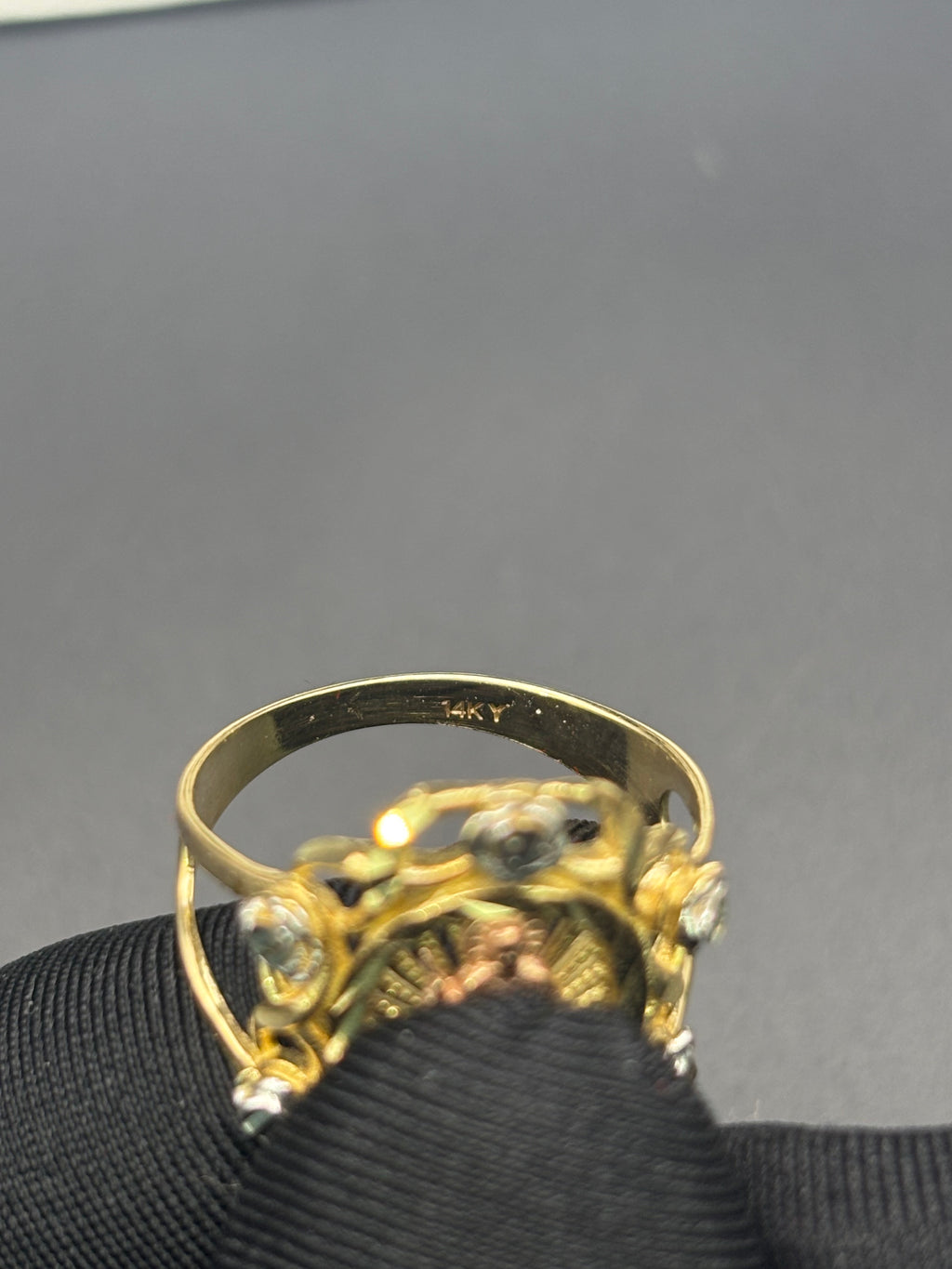 14k Solid Fine Italian Gold Ring San Judas with Roses