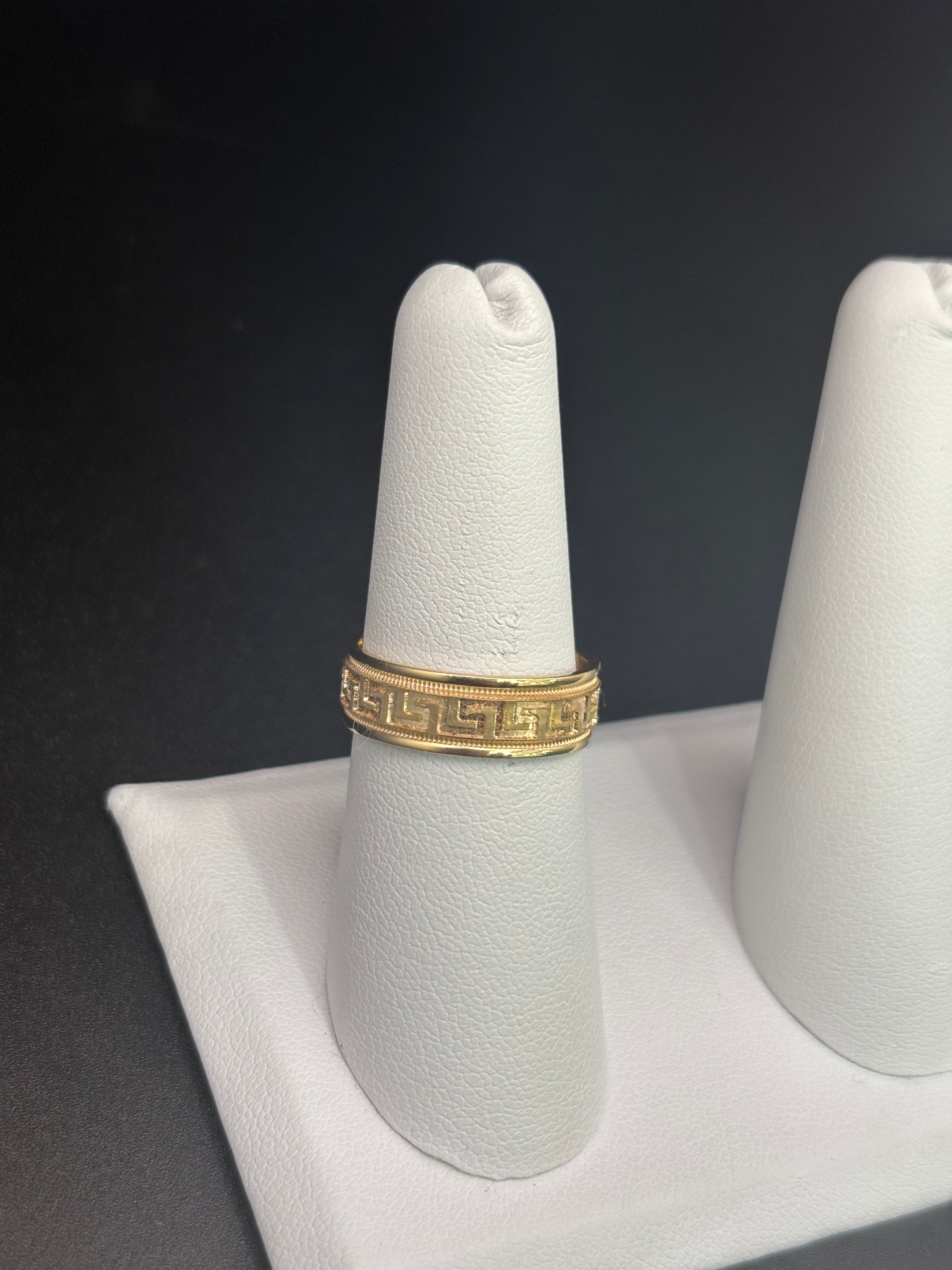 14k Solid Fine Italian Gold Wedding Ring Versace Style