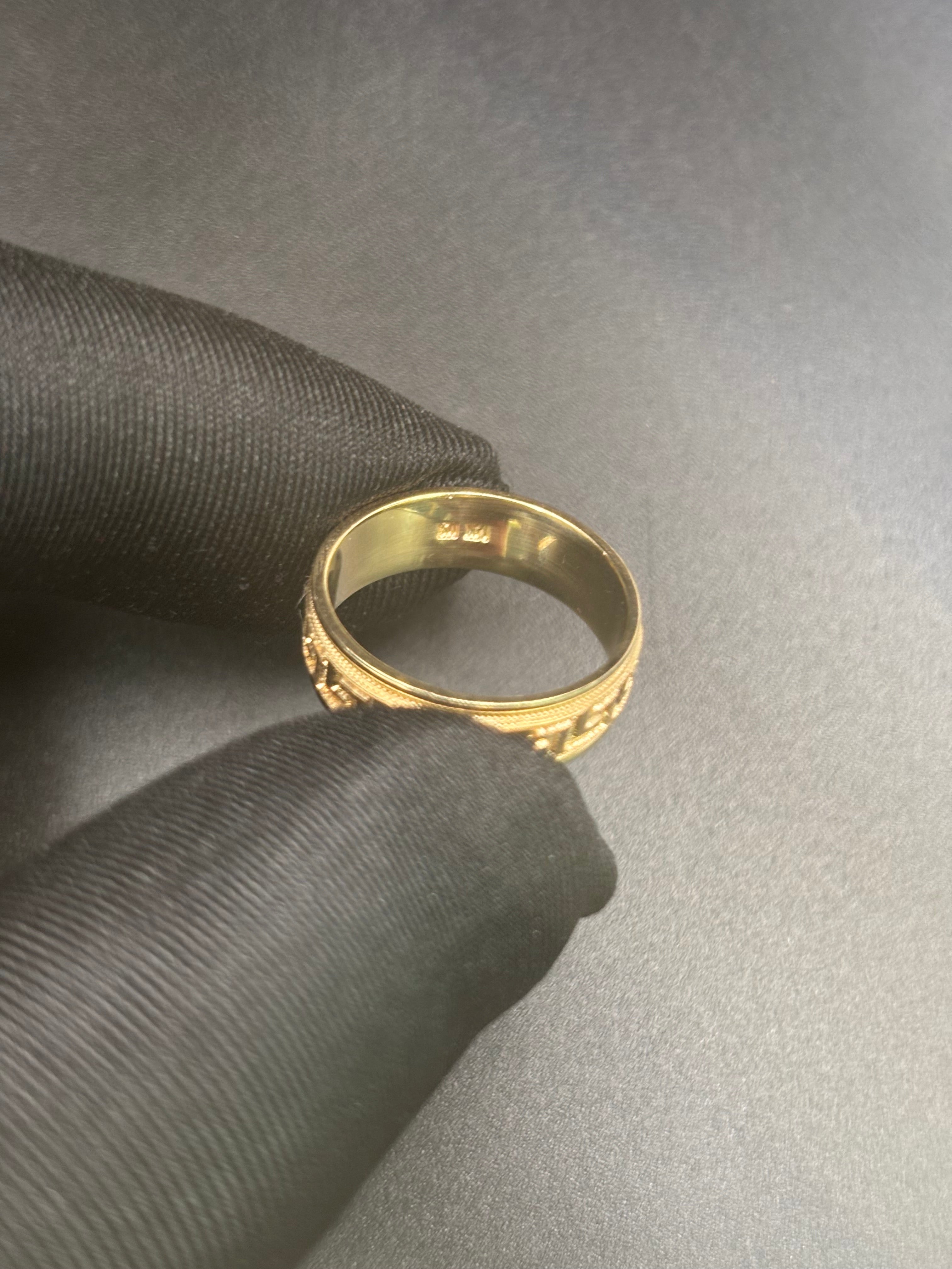 14k Solid Fine Italian Gold Wedding Ring Versace Style