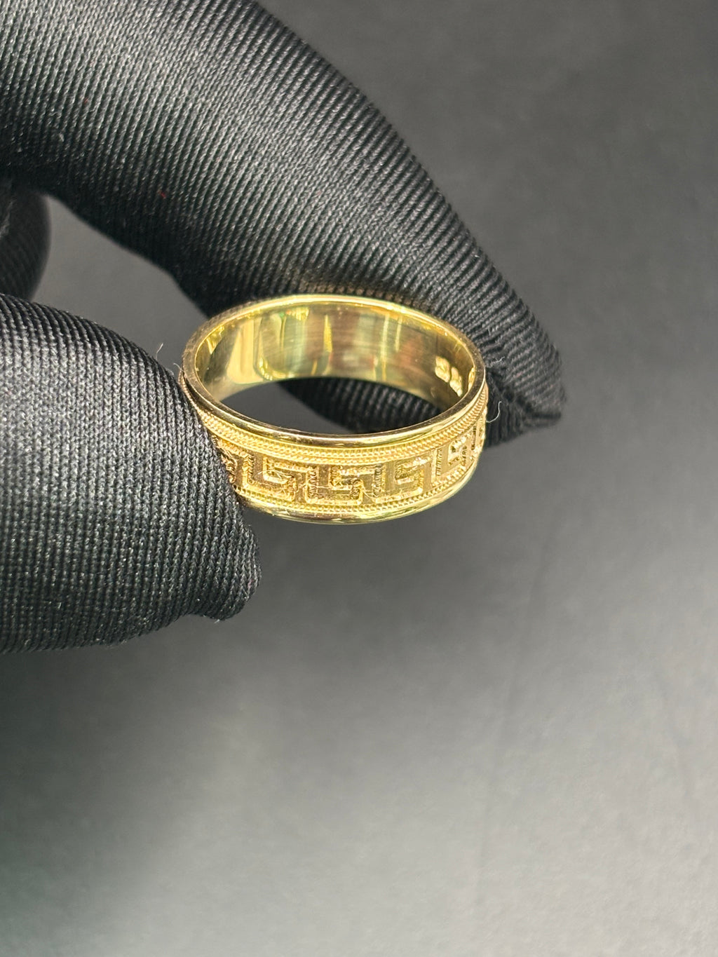 14k Solid Fine Italian Gold Wedding Ring Versace Style