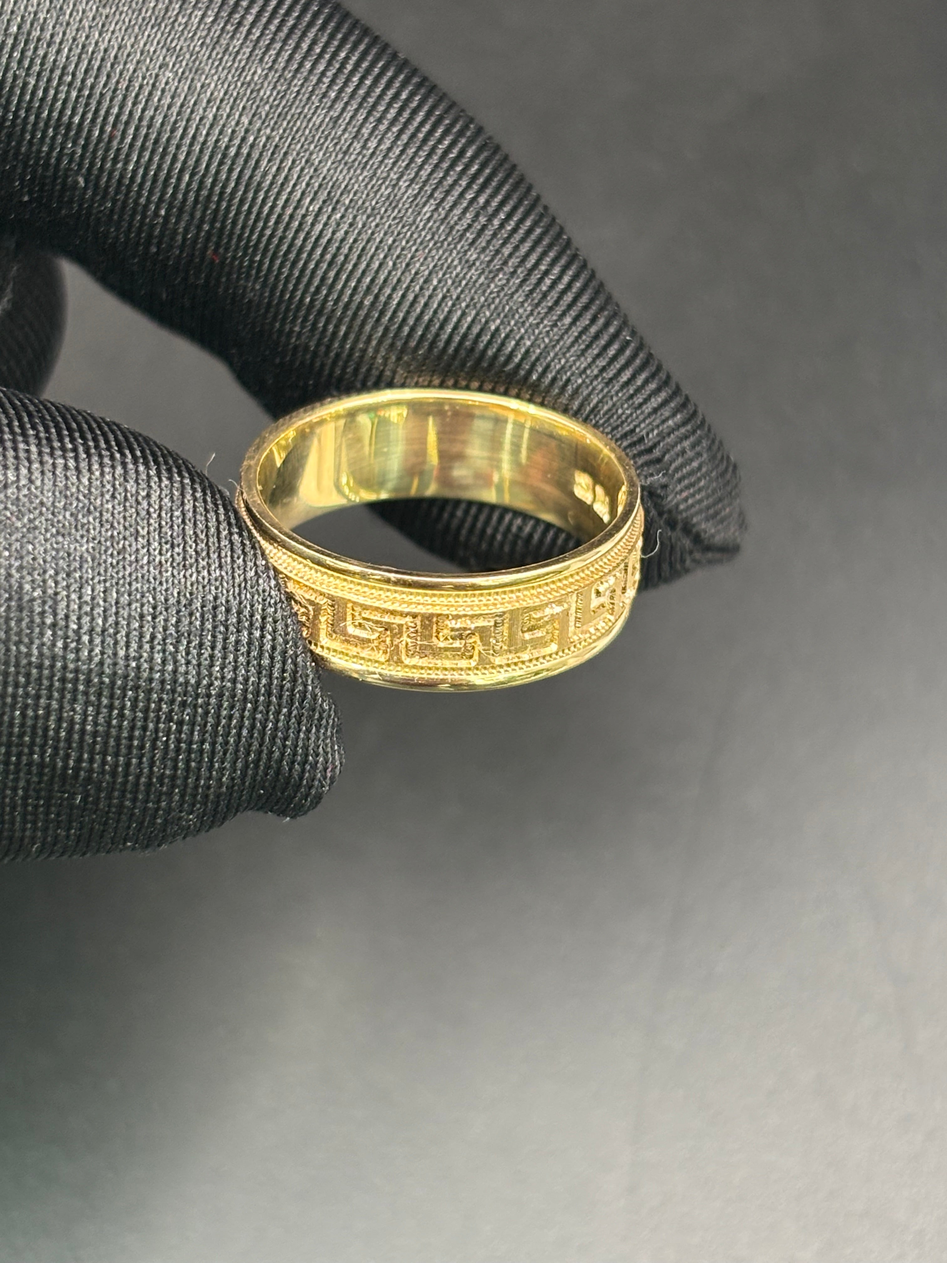 14k Solid Fine Italian Gold Wedding Ring Versace Style