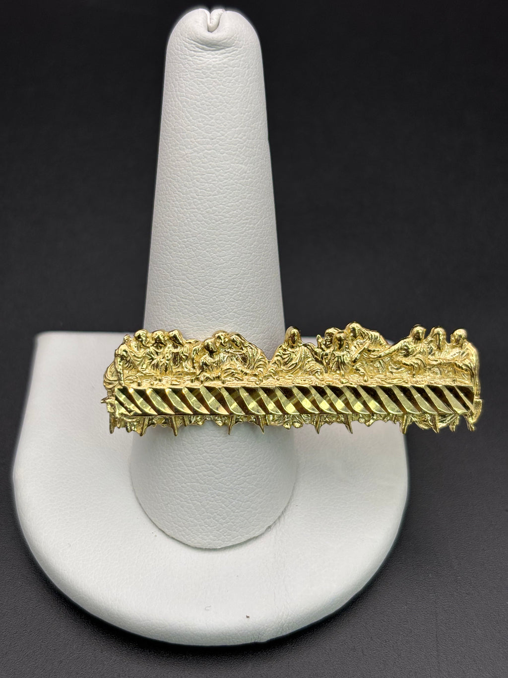 10k Solid Gold Two Finger Ring Last Supper Ring Size 9.25 & 11
