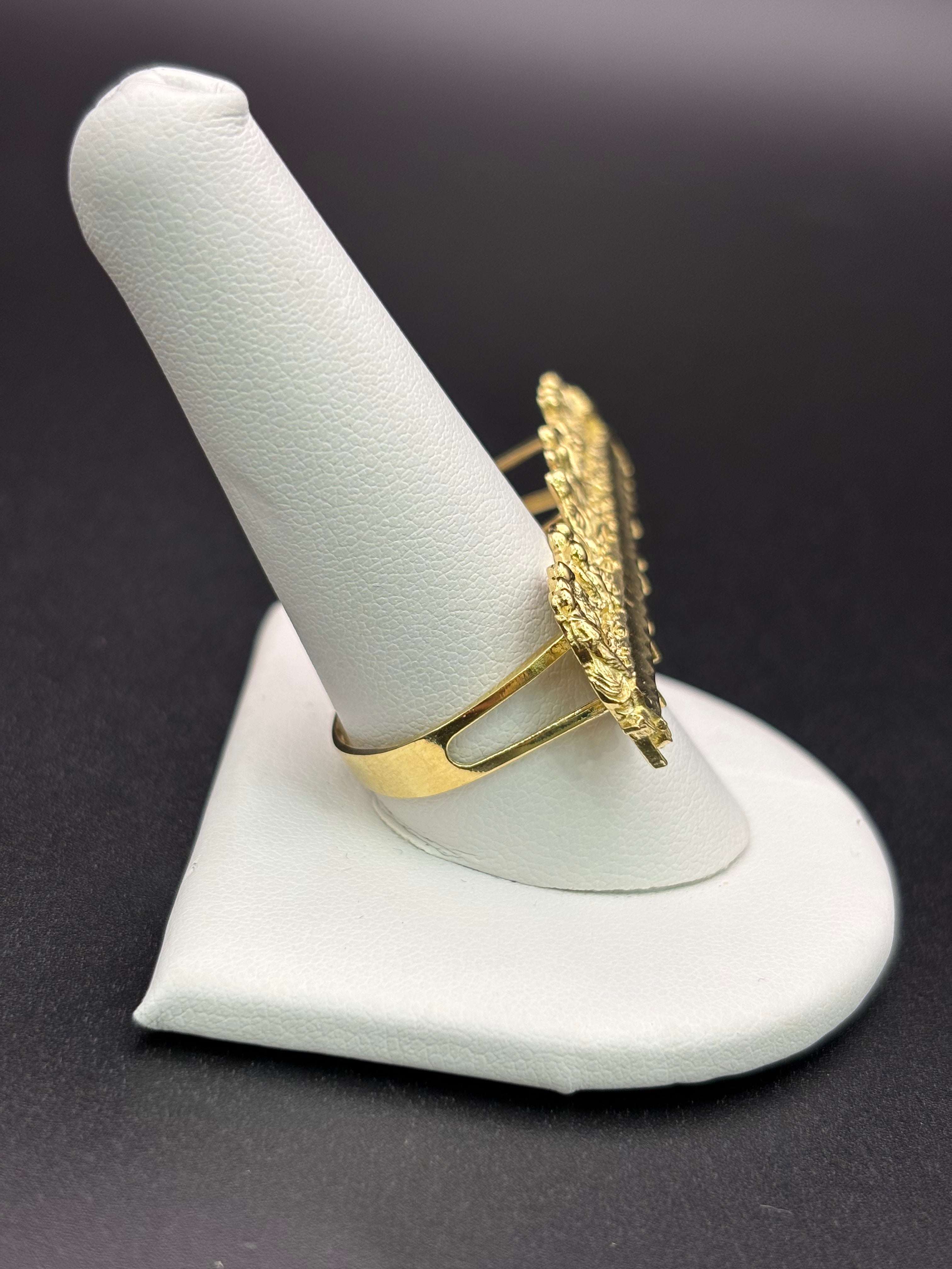 10k Solid Gold Two Finger Ring Last Supper Ring Size 9.25 & 11